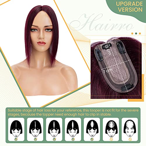 Clip in Human Hair Topper with Silk Base - Natural Looking Hairpiece for Thinning Hair - Perfect for Daily Wear, Special Occasions & Styling