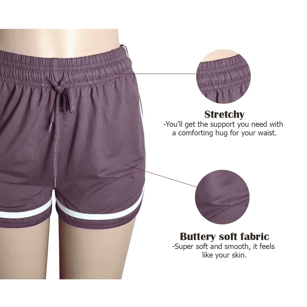 Women's Athletic Workout Shorts - Gym Yoga Running Fitness Sports Shorts for Women - Comfortable Lounge Short Pants for Exercise, Yoga & Casual Wear