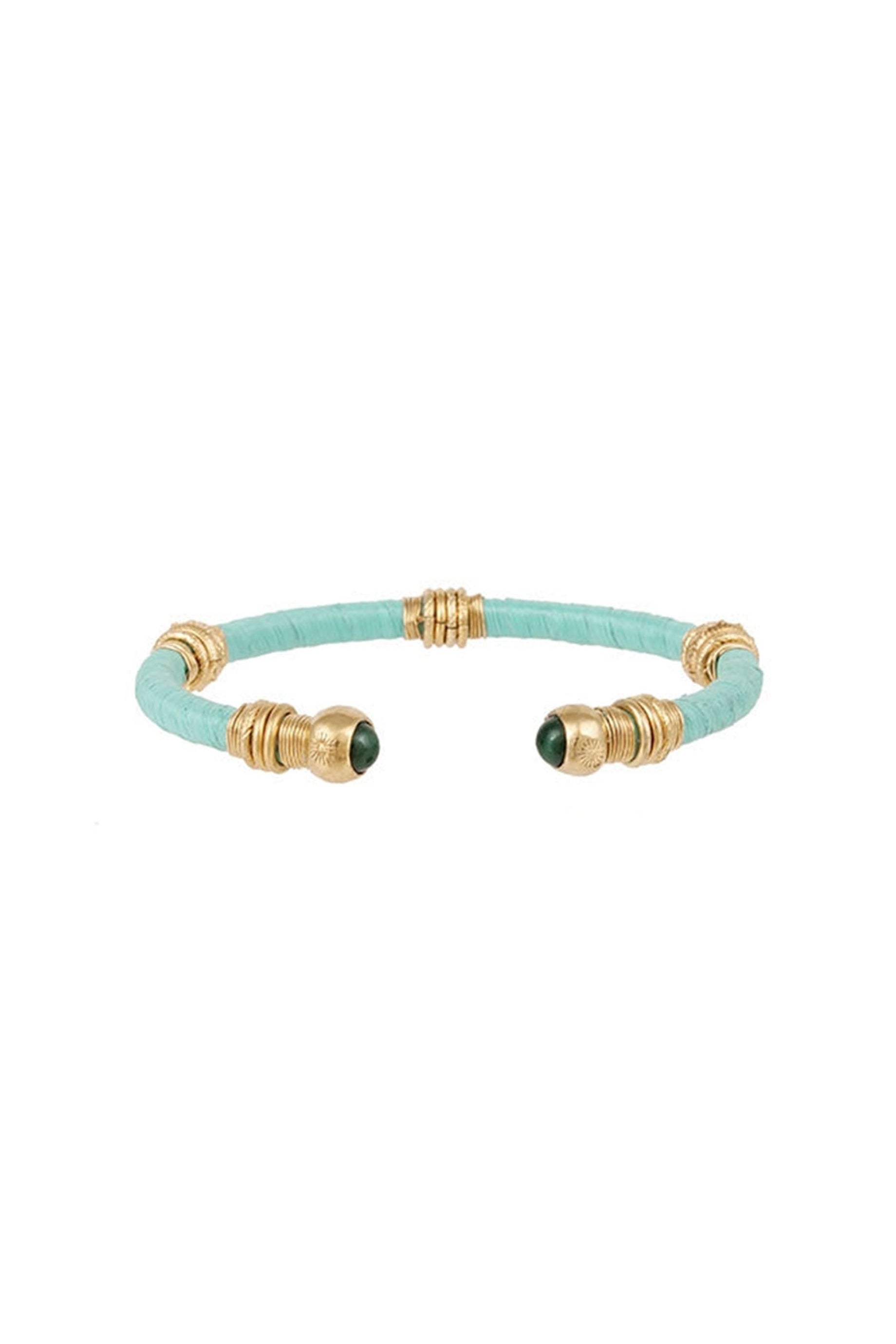 Gas Bijoux Sari Bangle Sky - Elegant Boho Chic Bracelet for Women | Handmade Jewelry with Silver and Enamel Details | Perfect for Festivals, Weddings & Everyday Wear