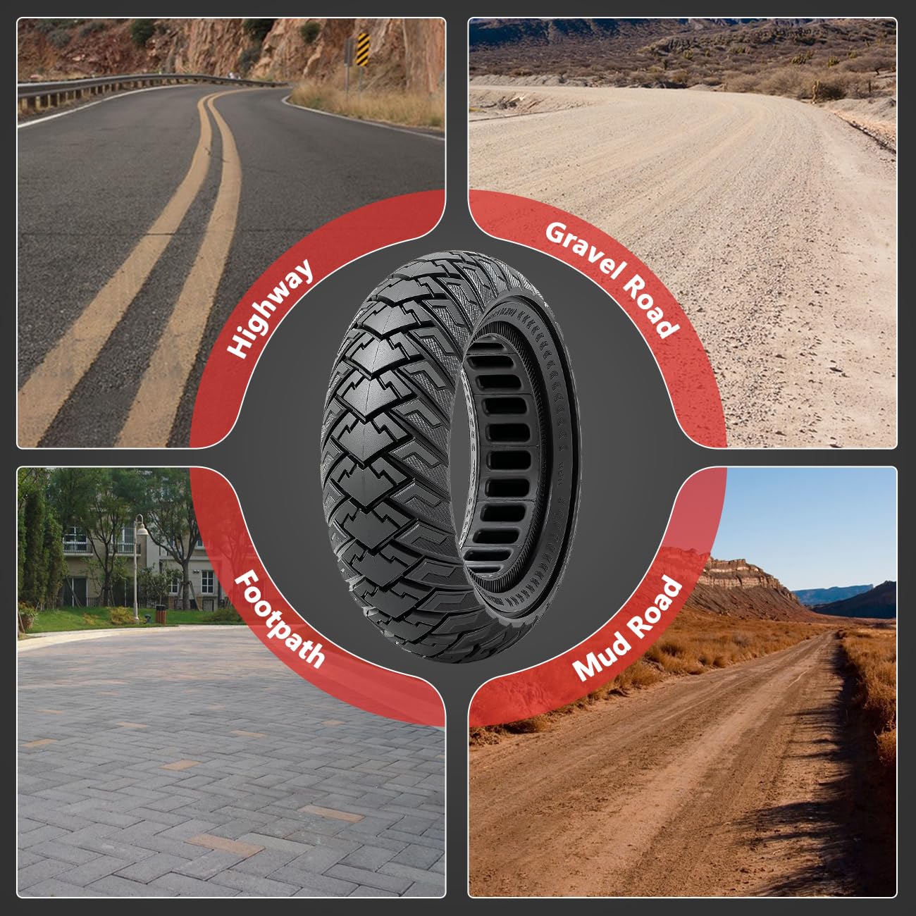 2 Pack 10x3.0 Solid Rubber Tires for Electric Scooters - 10 Inch Replacement Wheels (255x80, 80/65-6) - Front/Rear Compatible with 10x3.0 Scooter Tires (P-1006) - Perfect for Commuting, Urban Travel & Last-Mile Transportation
