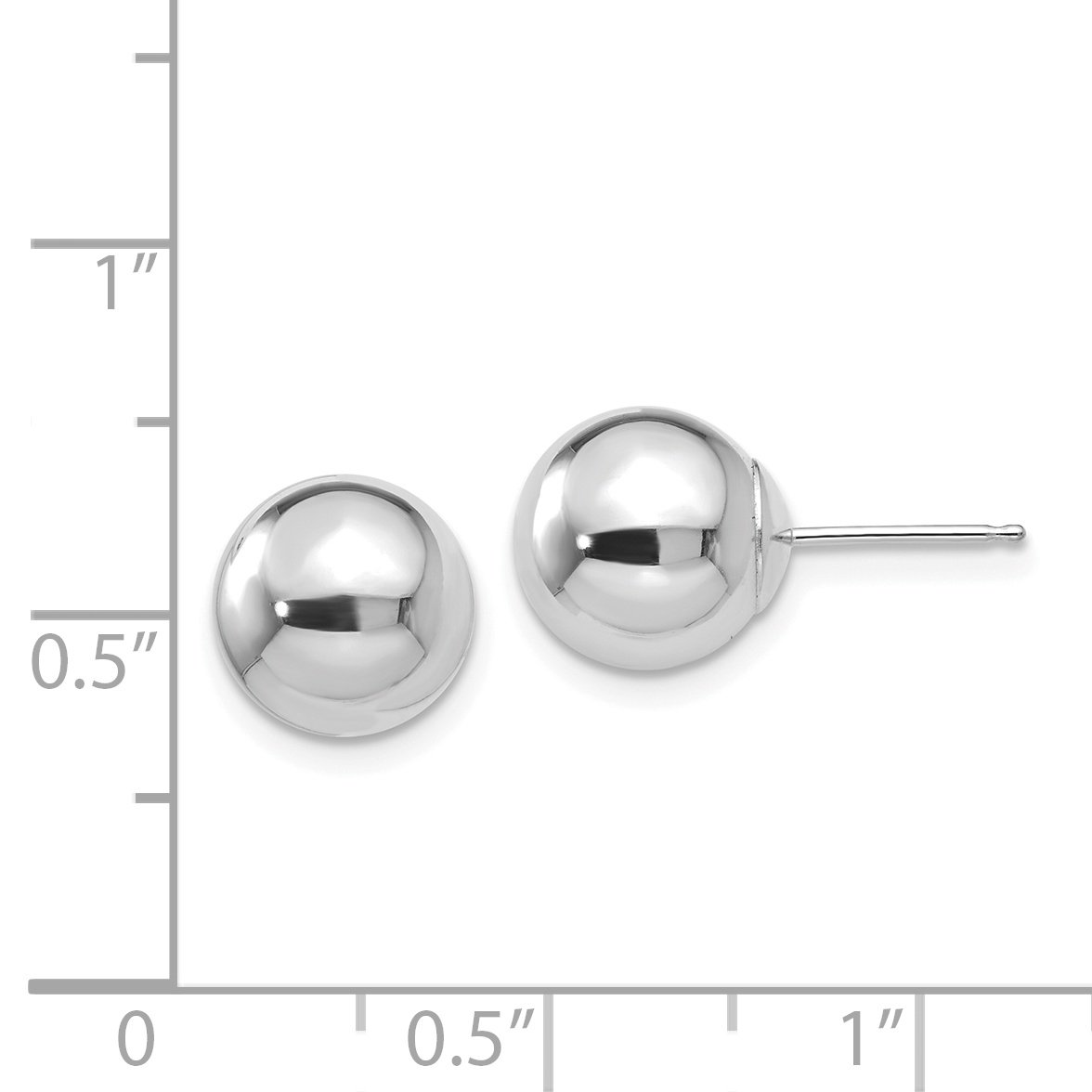 14K White Gold Polished 9mm Ball Post Earrings for Women - Hypoallergenic Stud Earrings for Sensitive Ears - Perfect for Everyday Wear, Work, and Special Occasions