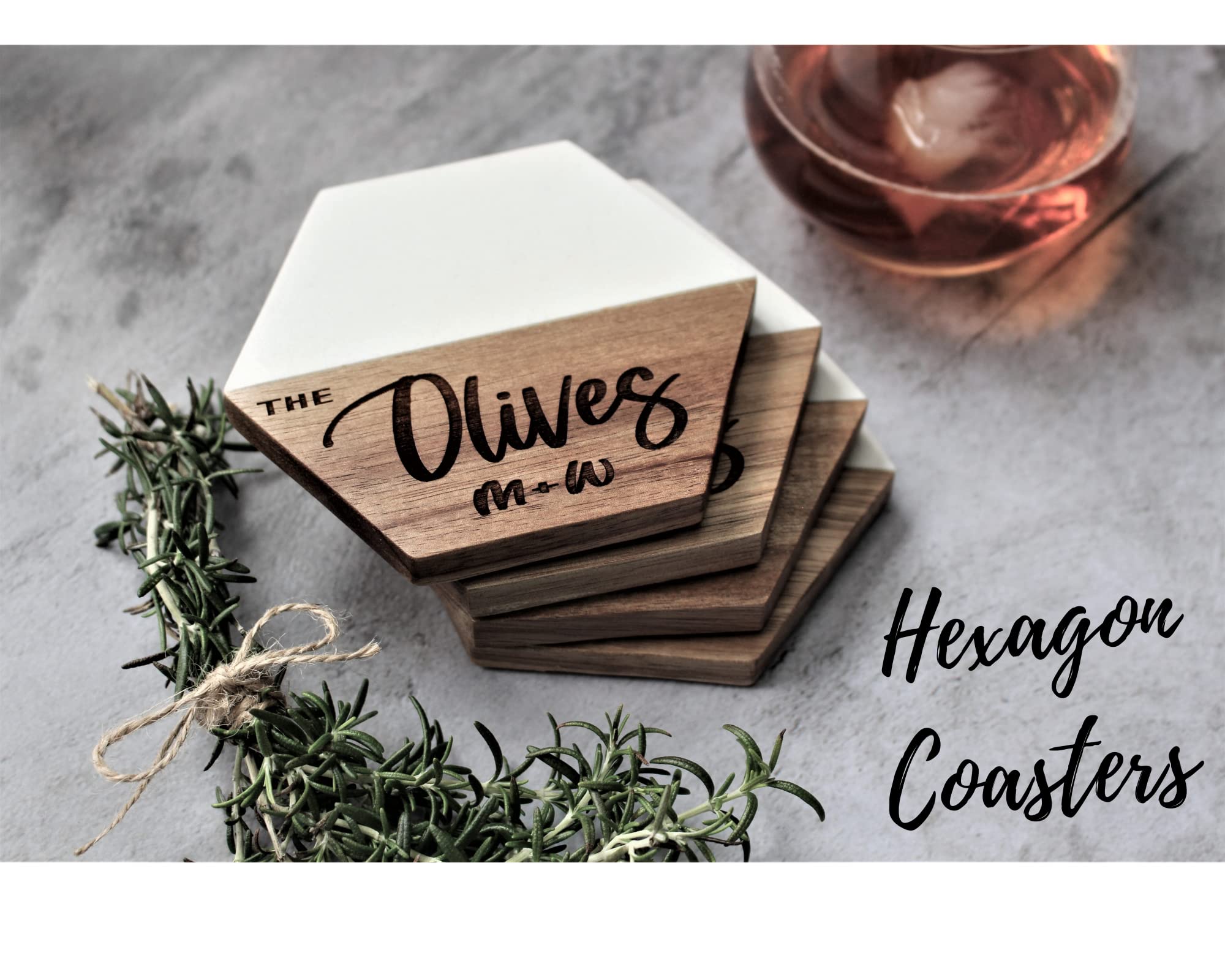 Personalized Marble and Wood Cutting Board Set with Coasters - Custom Engraved Charcuterie Board for Kitchen, Entertaining - Perfect Christmas, Anniversary, Wedding, Bridal Shower, Engagement & Housewarming Gift Idea for Food Lovers