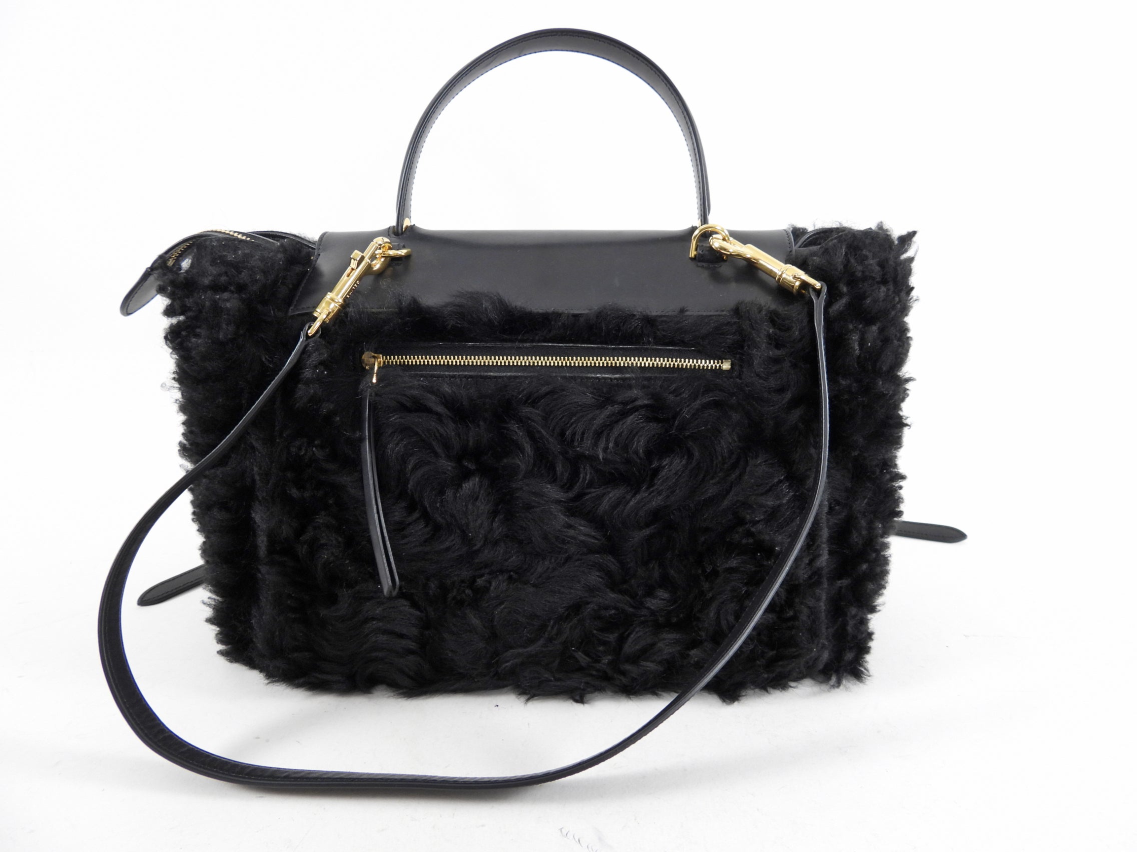 Celine Black Shearling Belt Bag - Stylish Crossbody Fanny Pack for Women | Perfect for Travel, Shopping & Everyday Use