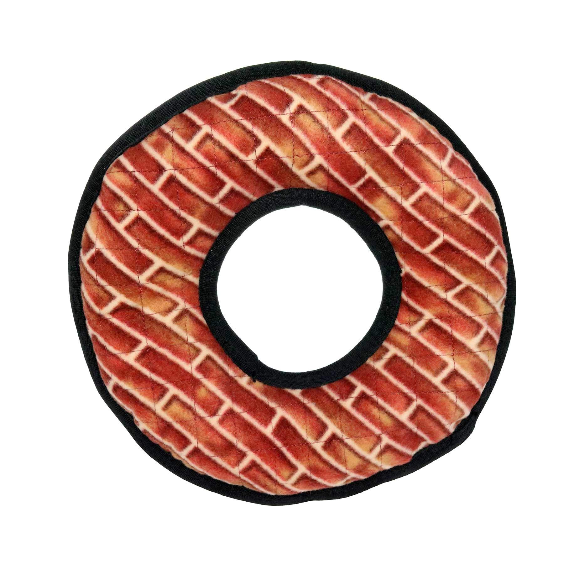 TUFFY - World's Toughest Soft Dog Toy - MEGA Ring with Squeakers - Multi-Layer Durable Design for Aggressive Chewers - Interactive Play for Tug, Toss & Fetch - Machine Washable & Floats - Perfect for Outdoor Play & Water Fun (Regular 2 Pack, Brick)