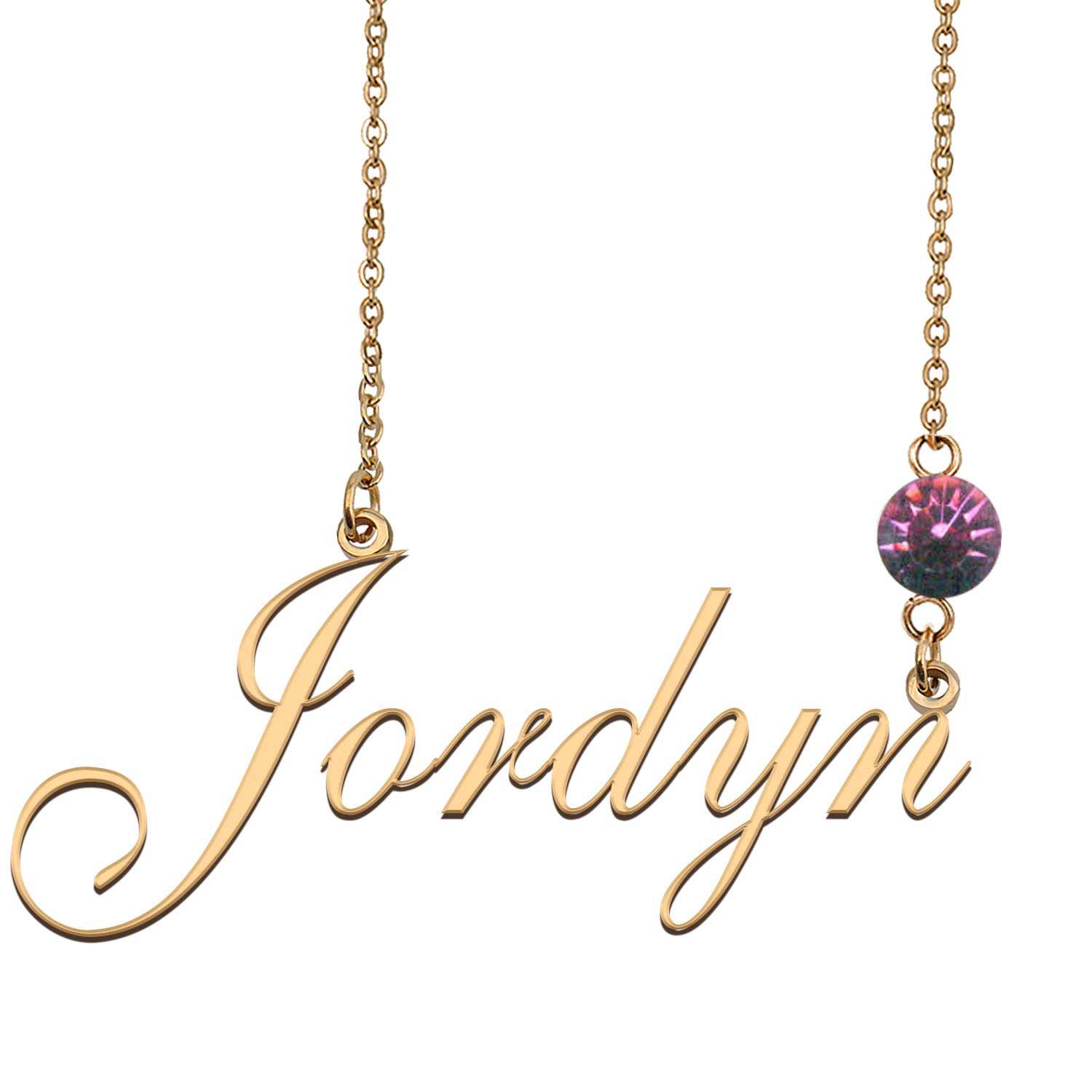 HUAN XUN Personalized 2 Name Necklace with Birthstone Charm Pendant - Perfect Gift for Anniversary, Birthday & Valentine's Day Jewelry