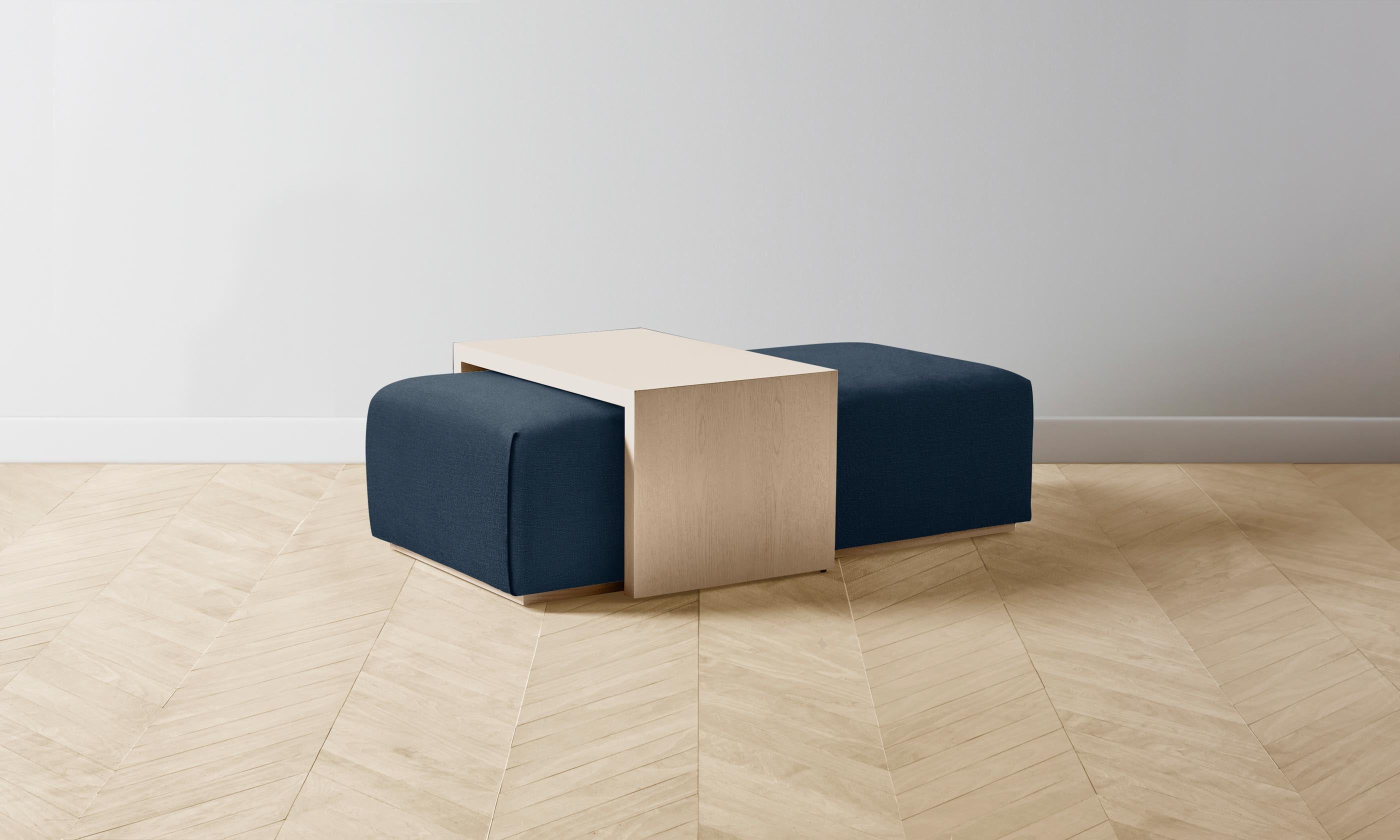 The Bowery Ottoman - Performance Linen Weave Bay - Modern Living Room Footrest & Extra Seating - Perfect for Small Spaces & Home Decor