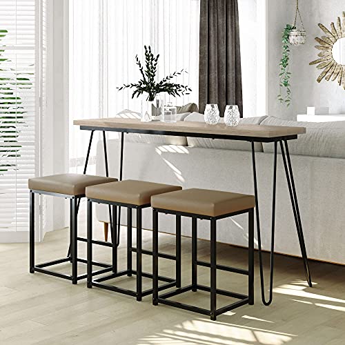 Brown Table+beige Stool