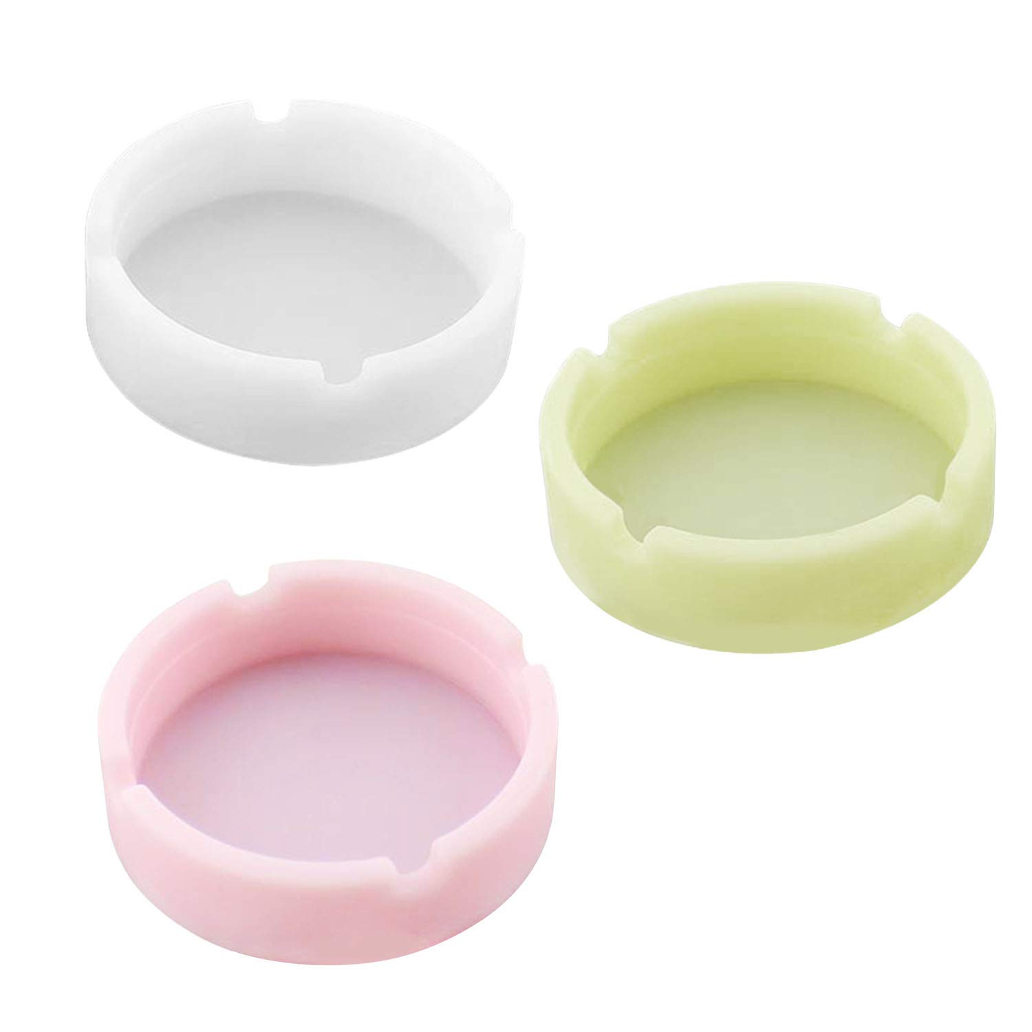InnoLife Glow in The Dark Silicone Ashtray - Heat Resistant, Round, Luminous (3 Pack) - Perfect for Smoking, Camping, and Outdoor Use