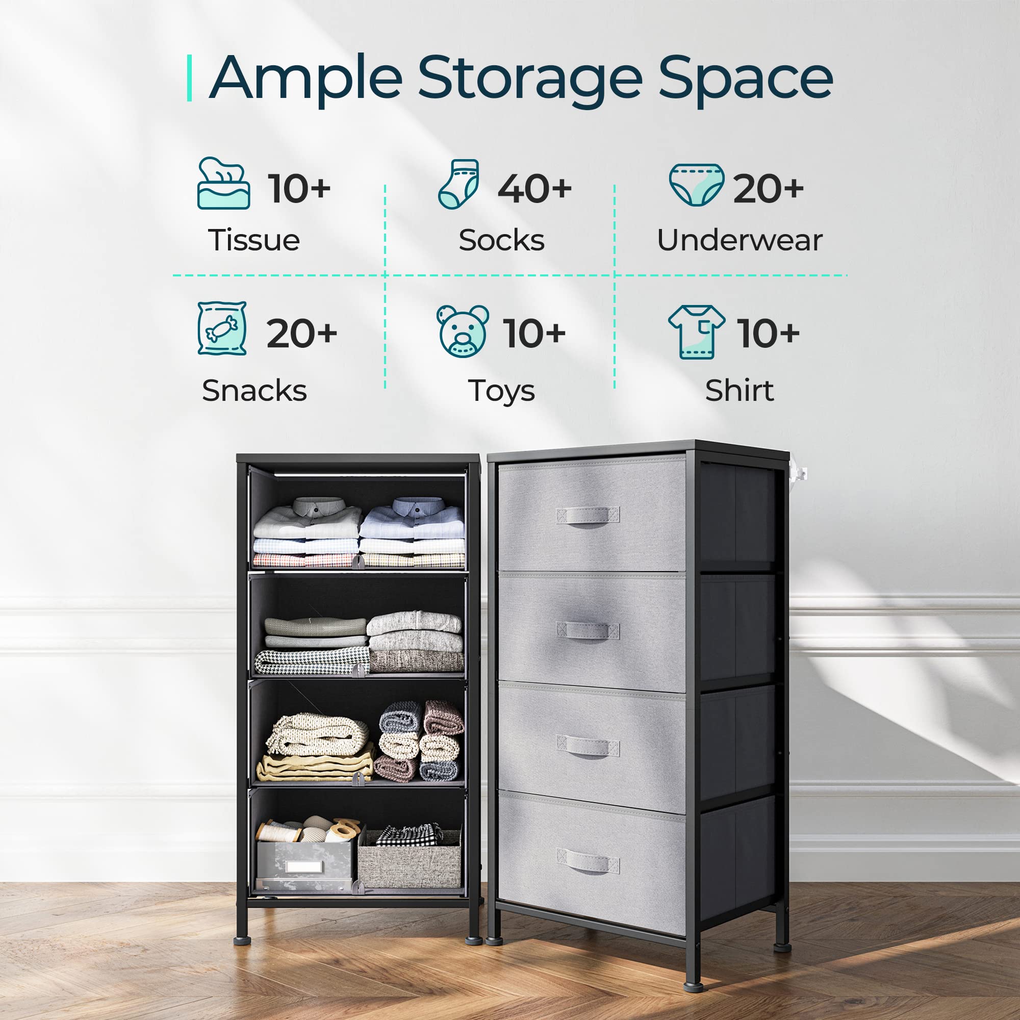 LINSY HOME 6-Drawer Dresser for Bedroom - Wood Top Chest of Drawers with Steel Frame, Dark Grey Storage Organizer for Closet, Living Room, Hallway | Perfect for Bedroom Furniture, Entryway Storage & Home Organization