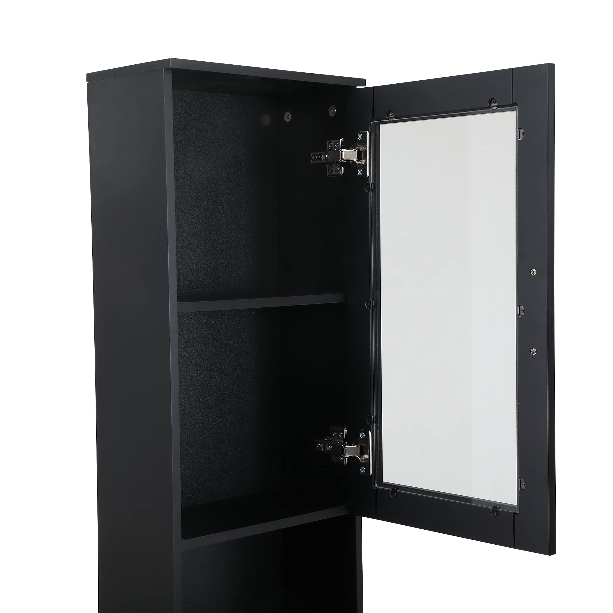 Wall Mounted Salon Cabinet - 3-Tier Beauty & Barber Station with 6 Hair Dryer Holes | Space Saving Storage for Salon, Spa, Barber Shop & Bathroom | Perfect for Hair Styling, Makeup Organization & Salon Equipment Storage (Black)