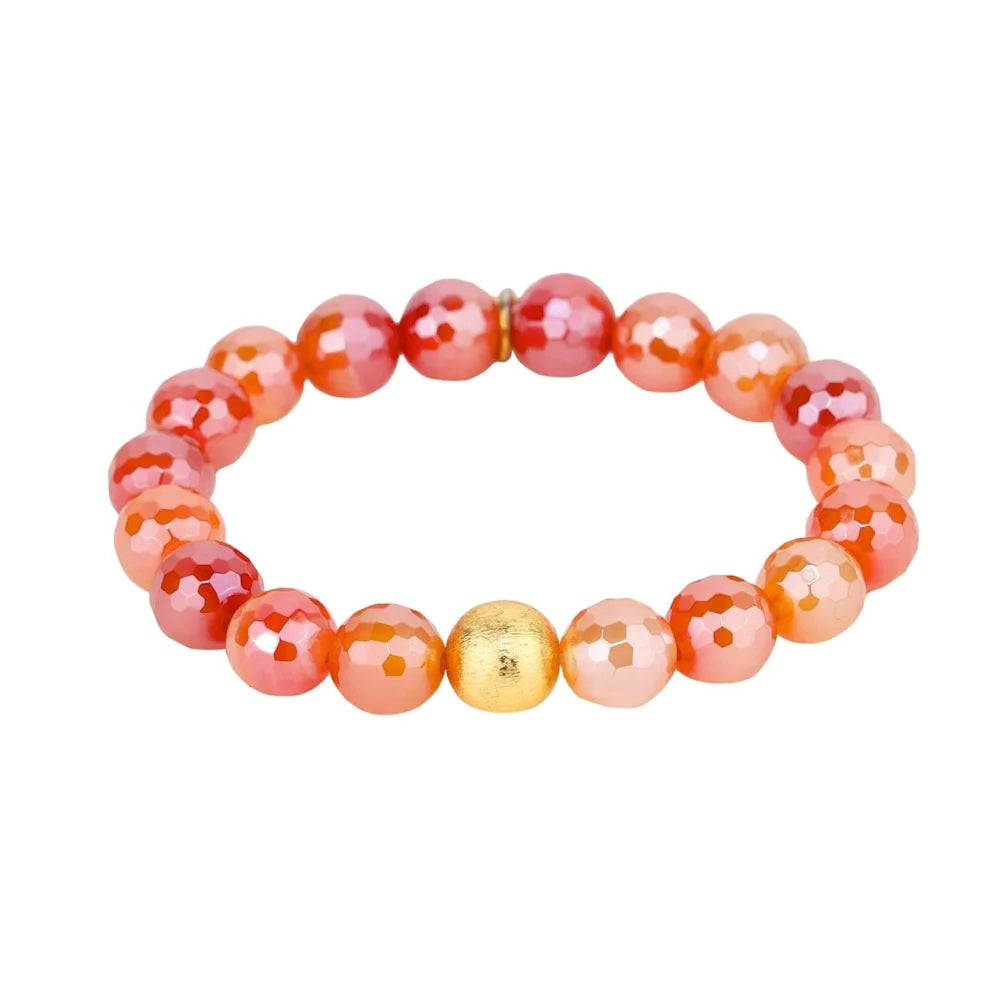 BuDhaGirl Mélange Beaded Bracelet in Flame - Stylish Adjustable Yoga & Meditation Accessory for Women