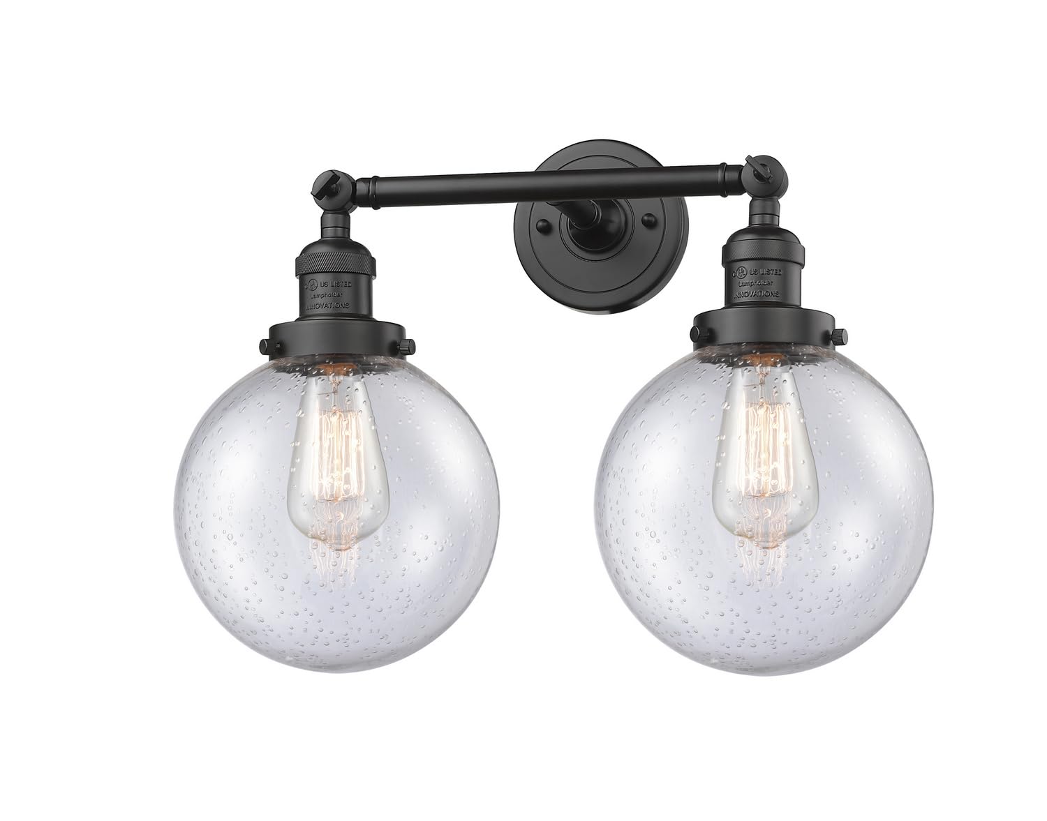 Innovations 208L-OB-G204-8-LED 2 Light Vertical Bathroom Vanity Light Fixture in Oil Rubbed Bronze - Perfect for Modern Bathrooms, Powder Rooms & Spa-Style Decor