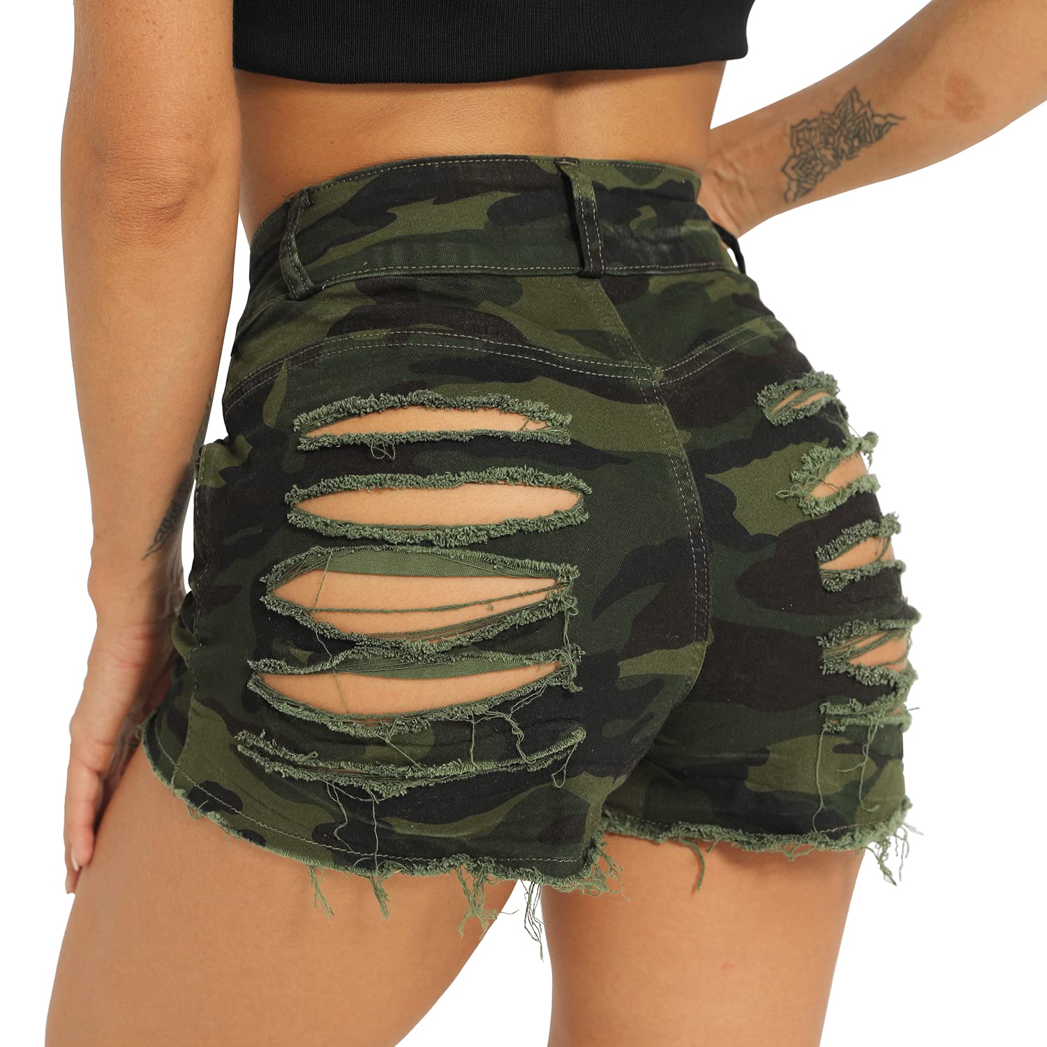Tulucky Women's High Waist Ripped Denim Shorts - Distressed Washed Jeans with Holes for Casual Wear, Summer Outfits & Street Style Fashion