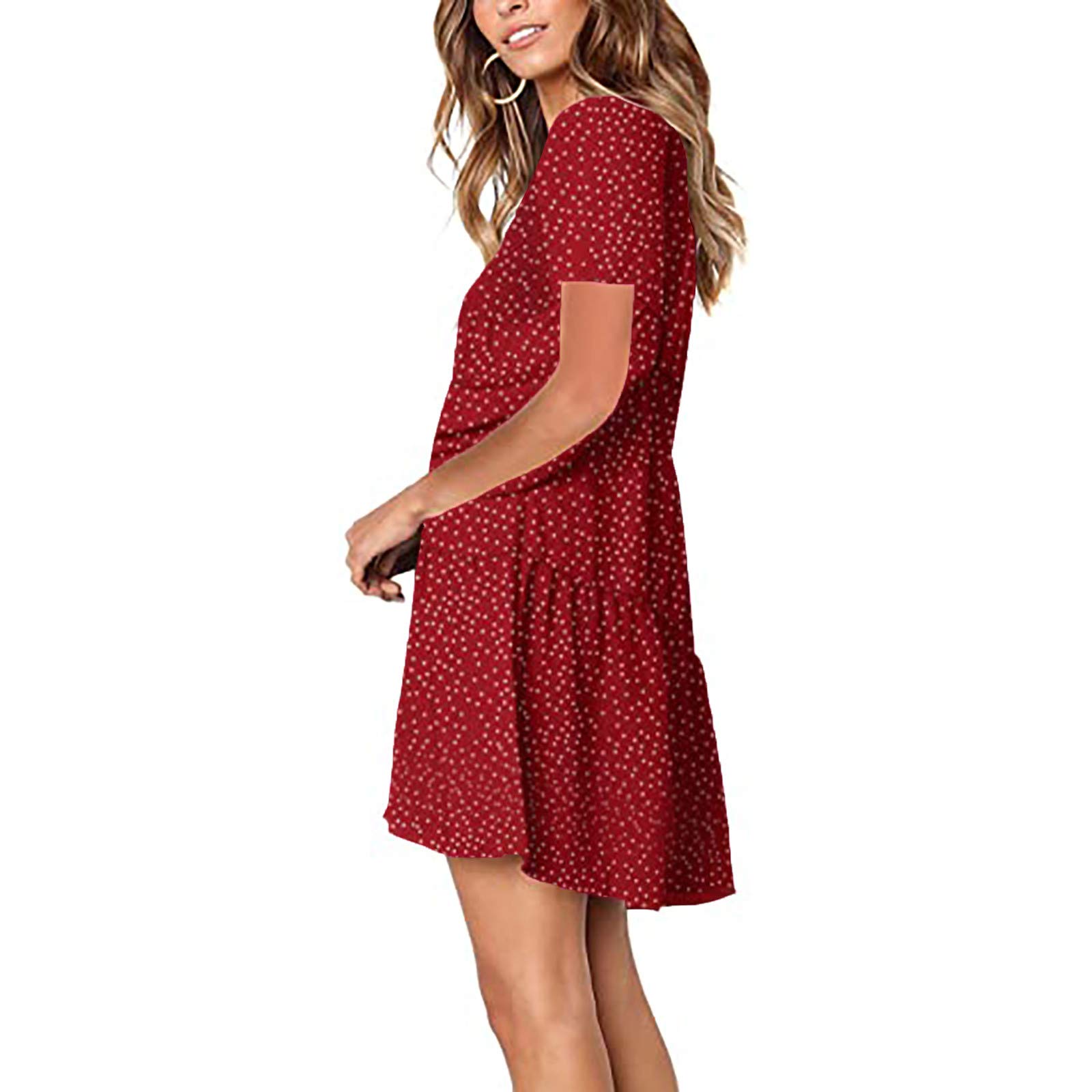 Women's Summer Tunic Dress - V Neck Casual Loose Flowy Swing Shift Dress for Wedding Guest, Beach, Party & Everyday Wear