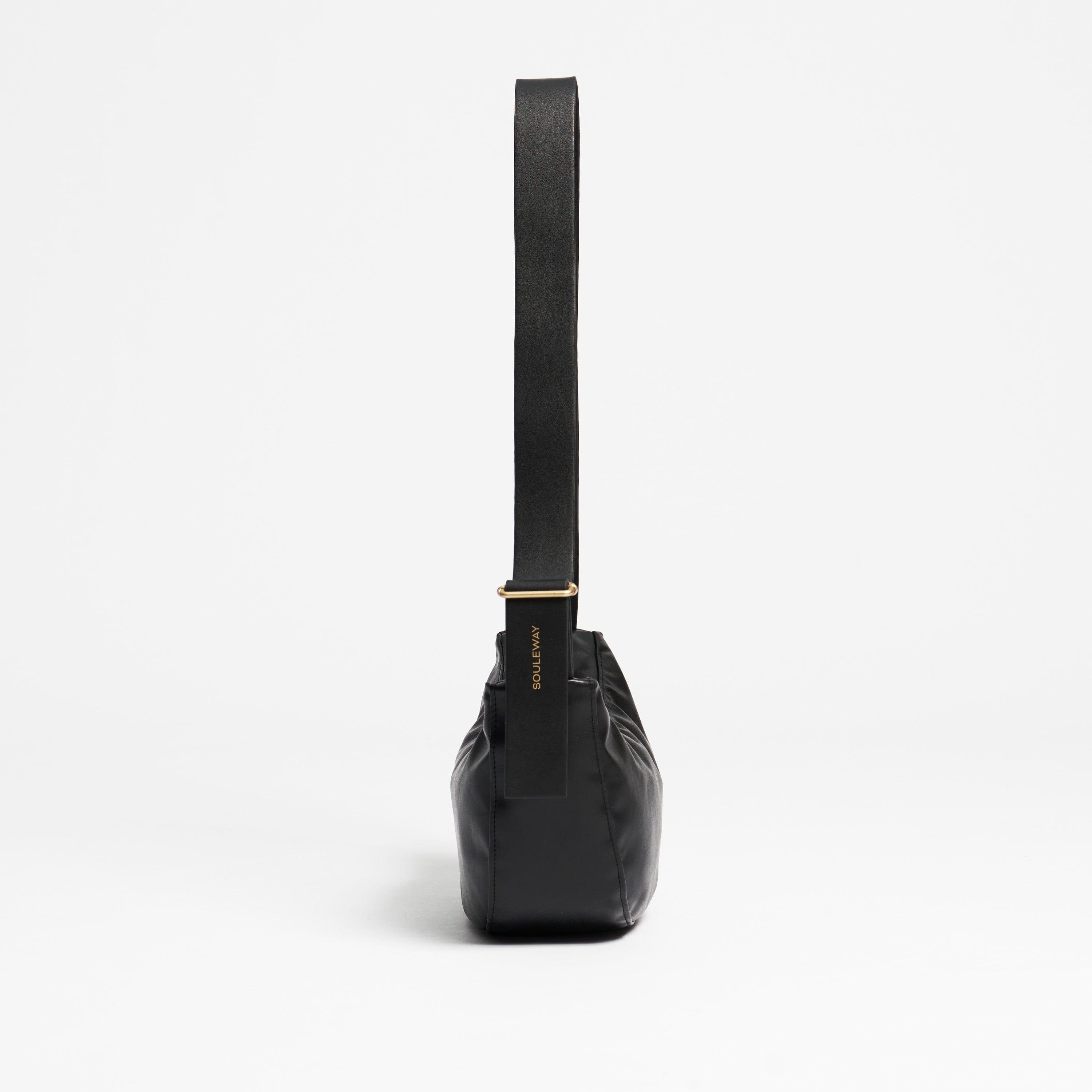 Oleatex Vegan Olive Leather Half Moon Bag for Women | Night Black | Eco-Friendly Crossbody Purse for Evening Out & Casual Wear