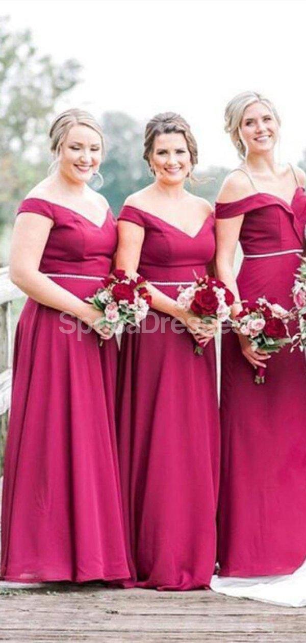 Elegant Off Shoulder Long Red Bridesmaid Dresses for Weddings & Formal Events - WG695 - Affordable & Stylish Online Purchase