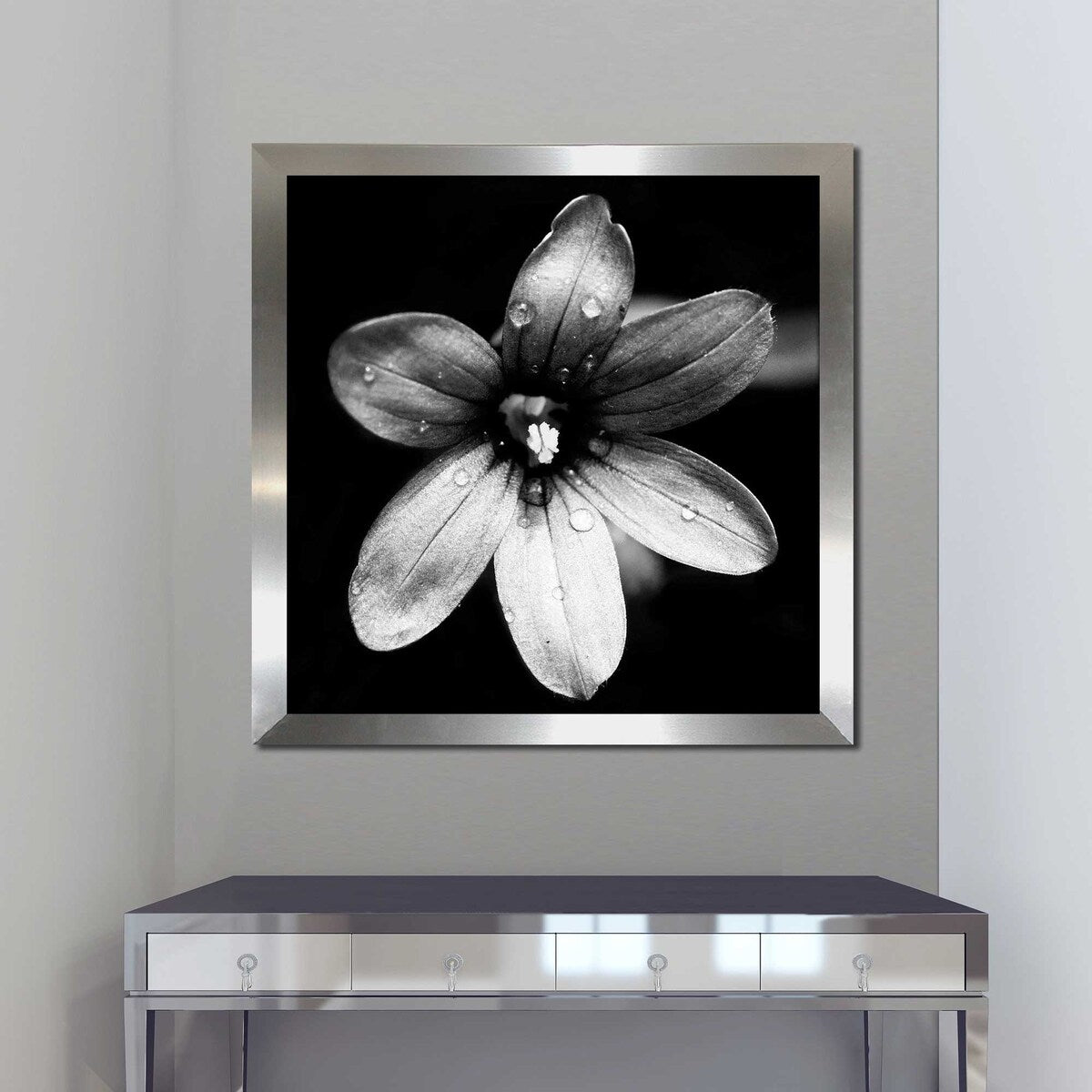 Black and White Bloom I Square Acrylic Wall Art Print - Modern Home Decor for Living Room, Bedroom & Office