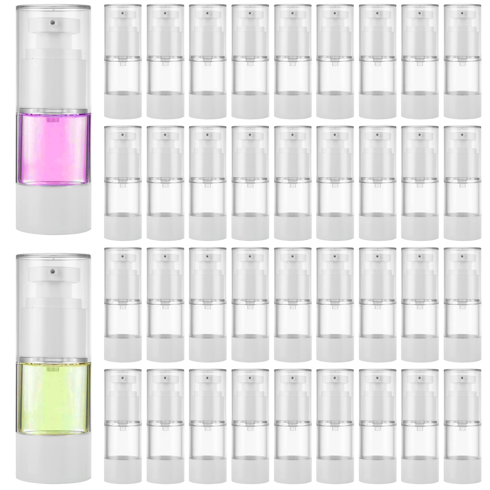 40 PCS 0.5 Oz 15ml Airless Pump Bottles - Travel Size Empty Cosmetic Containers for Lotion, Foundation, Moisturizer & Shampoo | Refillable Leak-Proof Toiletry Dispensers | Perfect for Travel, Gym & Home Use