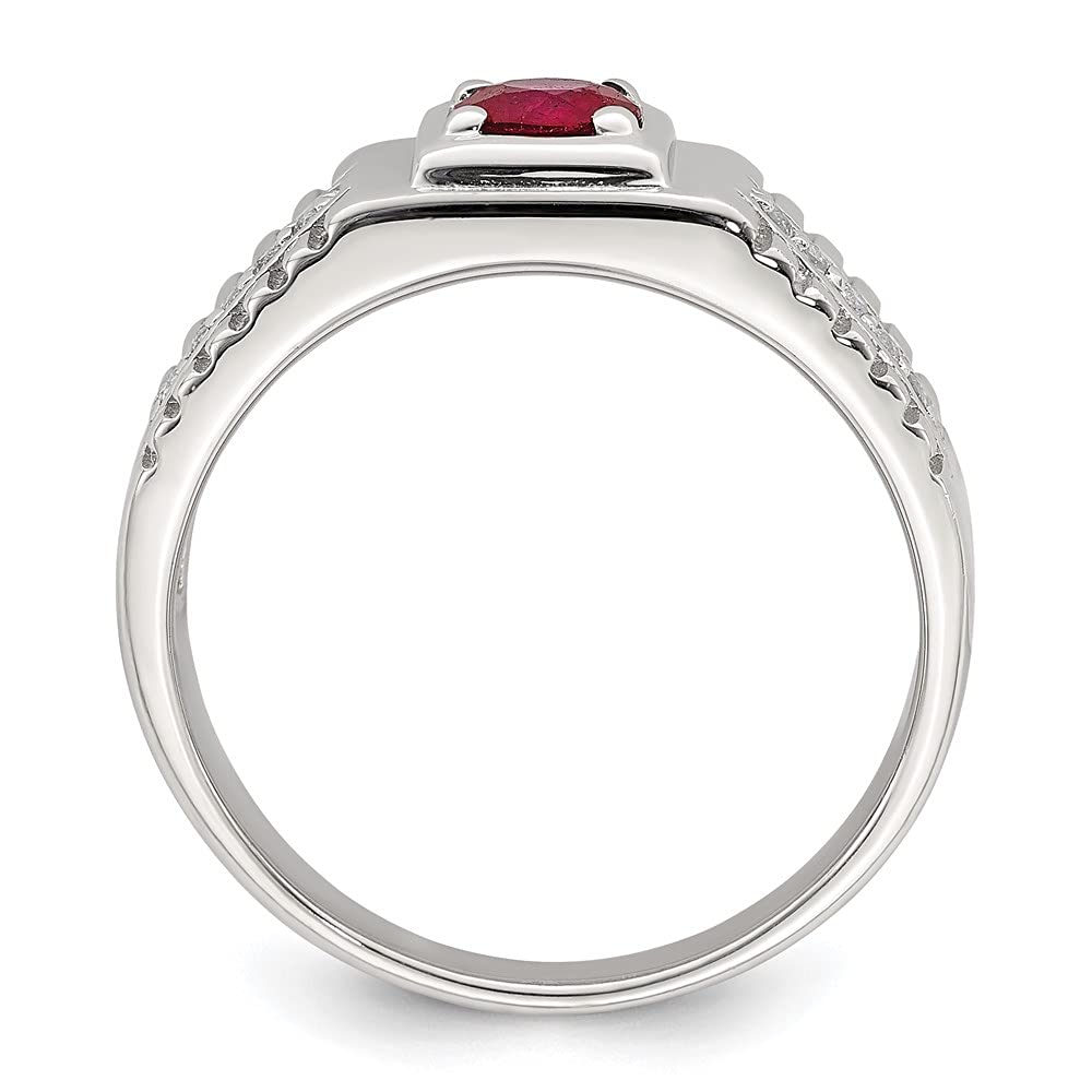 925 Sterling Silver Men's African Ruby & White Topaz Ring - Handcrafted Fine Jewelry for Men, Wedding Band, Anniversary Gift, Birthday Present for Him - Perfect for Special Occasions & Everyday Wear
