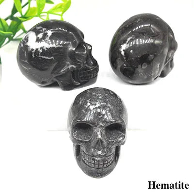 2 Pack Skull Statue - Natural Stone Healing Crystal Hand Carved Home Decor, Wicca Energy Chakra Healing Gem Figurine - Perfect for Meditation, Altar Display & Spiritual Gift Giving