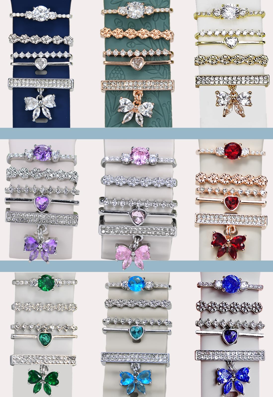 Apple Watch Band Charms - Decorative Metal Jewelry Rings & Loops for Women - Compatible with Apple Watch Series SE/9/8/7/6/5/4/3/2/1 (38mm-49mm) & Samsung Galaxy Watch 5/Pro/4 & Fitbit - Stylish Watch Accessories for Everyday Wear & Special Occasions
