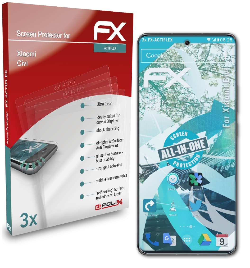atFoliX Screen Protector for Xiaomi Civi - 3 Pack Ultra Clear Flexible FX Film | Anti-Scratch & Bubble-Free | Perfect for Daily Use, Travel & Outdoor Activities