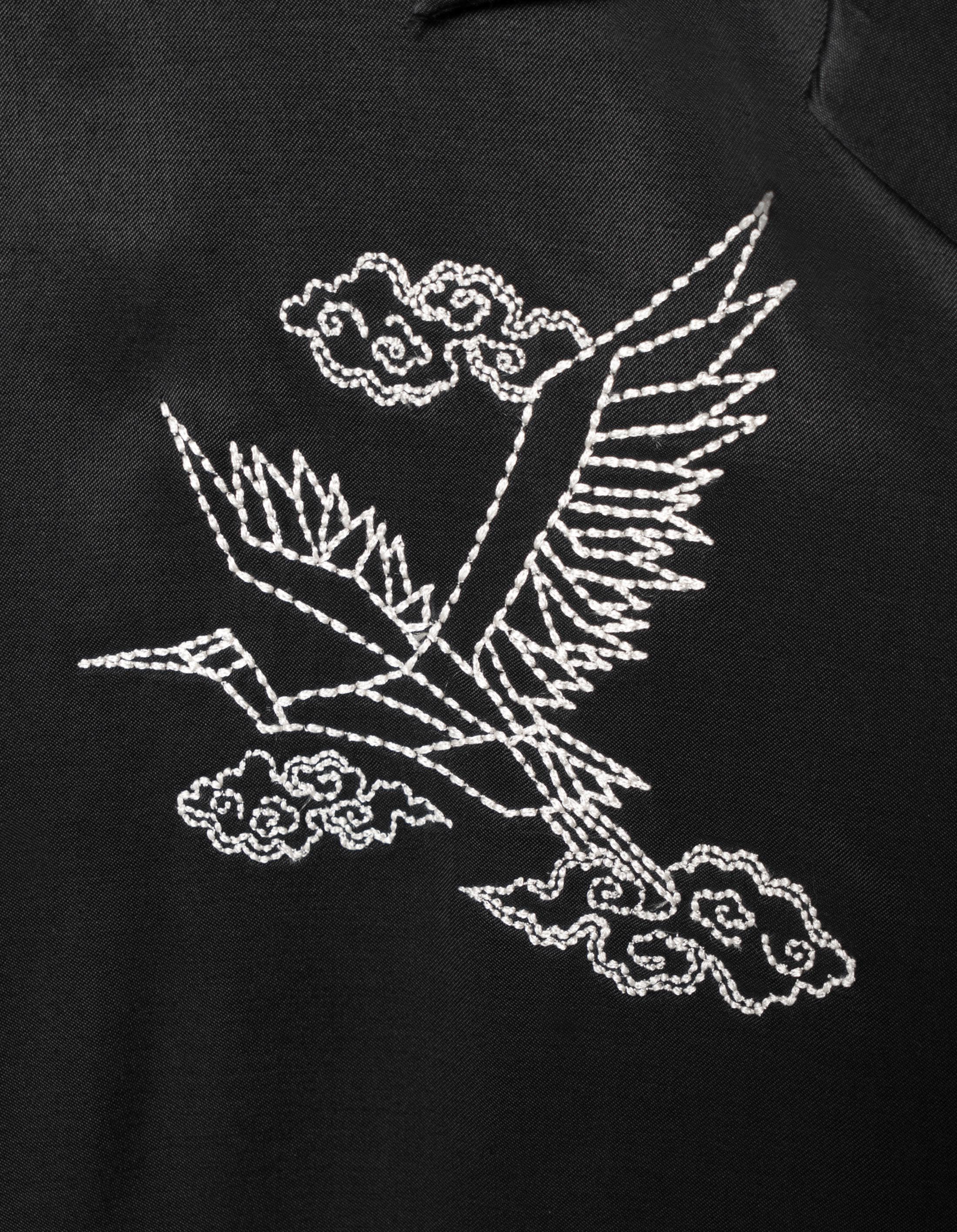 2024 Year of the Crane Printed T-Shirt for Men - Black Cotton Graphic Tee - Chinese Zodiac Fashion for Lunar New Year Celebrations