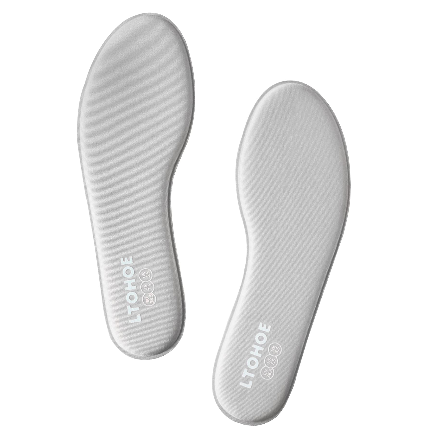 LTOHOE Women's Memory Foam Shoe Insoles - 8mm Cushioned Orthotic Inserts for Running, Hiking & Sneakers | Shock Absorbing Foot Support for Pain Relief & Comfort (Gray, US 5.5) - Perfect for Active Lifestyles, Long Walks & All-Day Wear