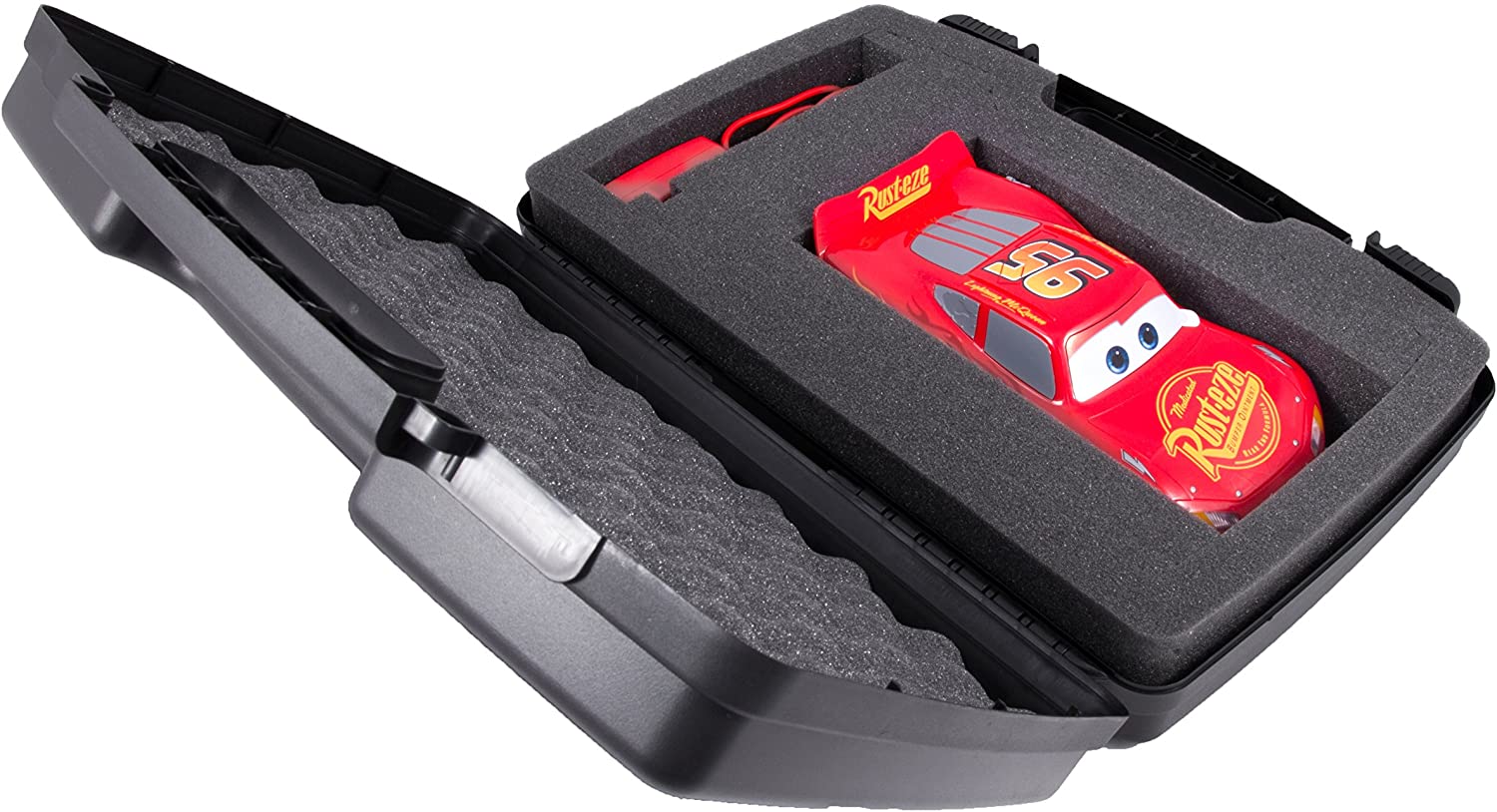 CASEMATIX Garage Box Toy Storage Case for Sphero Ultimate Lightning McQueen Vehicle - Padded Foam Protection for Sphero Car Robot & Charger Adapter - Perfect for Travel, Display & Toy Collection Organization