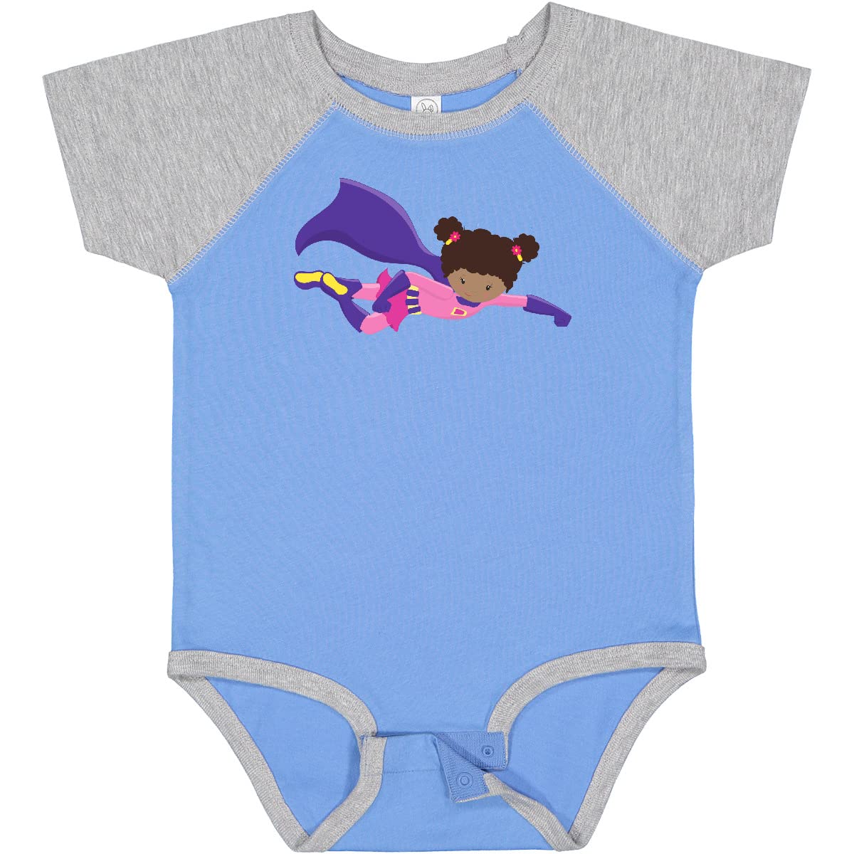 Inktastic African American Girl Superhero Cape Baby Bodysuit - Cute Outfit for Infants, Toddler Costume, Birthday Gift & Photo Shoot