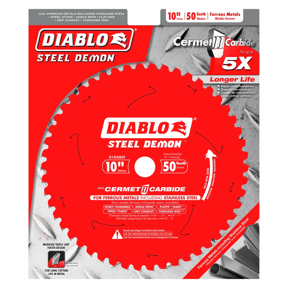 10-Inch x 50-Tooth Cermet II Metal Cutting Saw Blades - 5 Pack for Stainless Steel, Aluminum & Non-Ferrous Metals - Perfect for Metalworking, DIY Projects & Professional Use