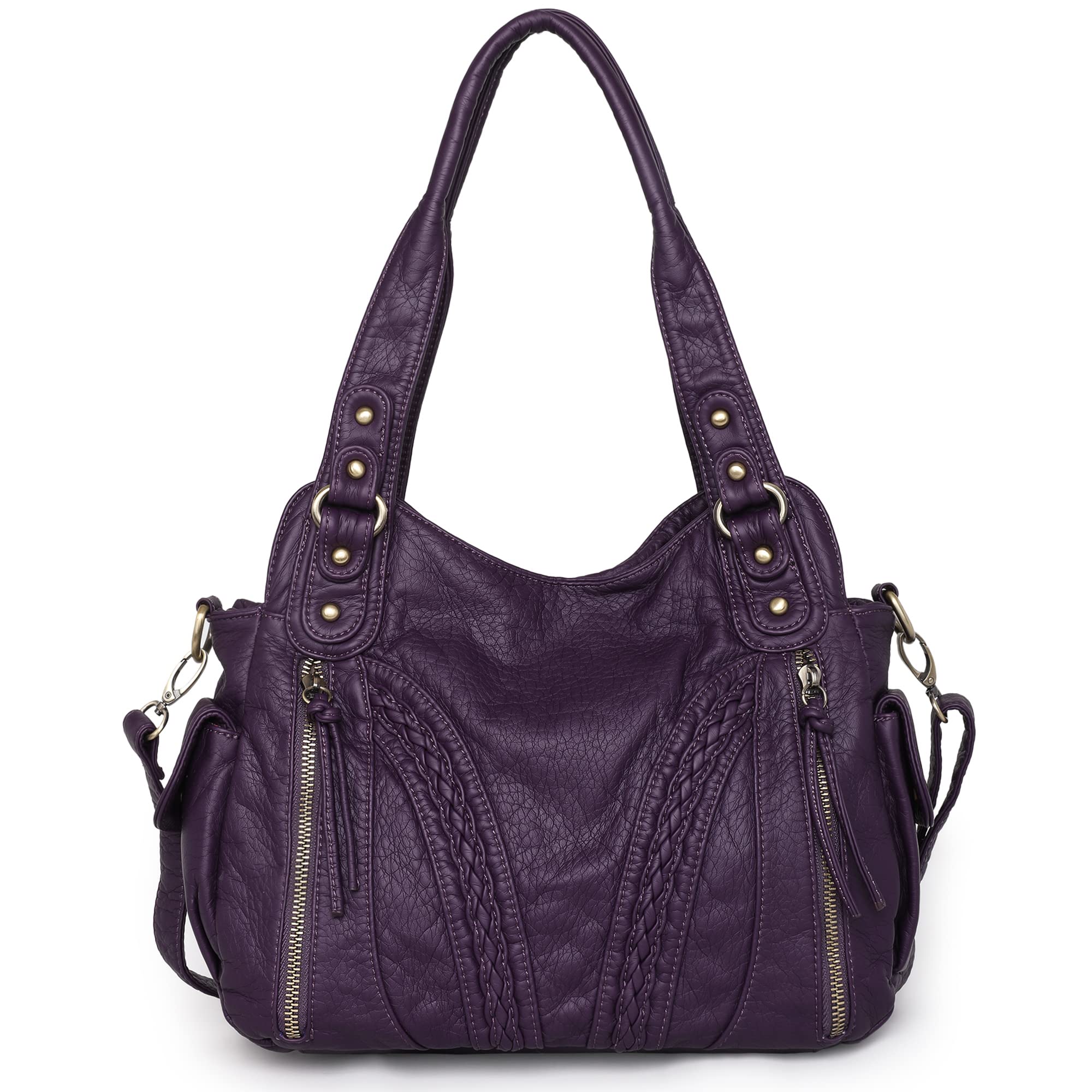 Montana West Women's Washed Leather Hobo Bag - Stylish Concealed Carry Purse with Crossbody Strap | Fashion Satchel Handbag for Work, Travel & Everyday Use