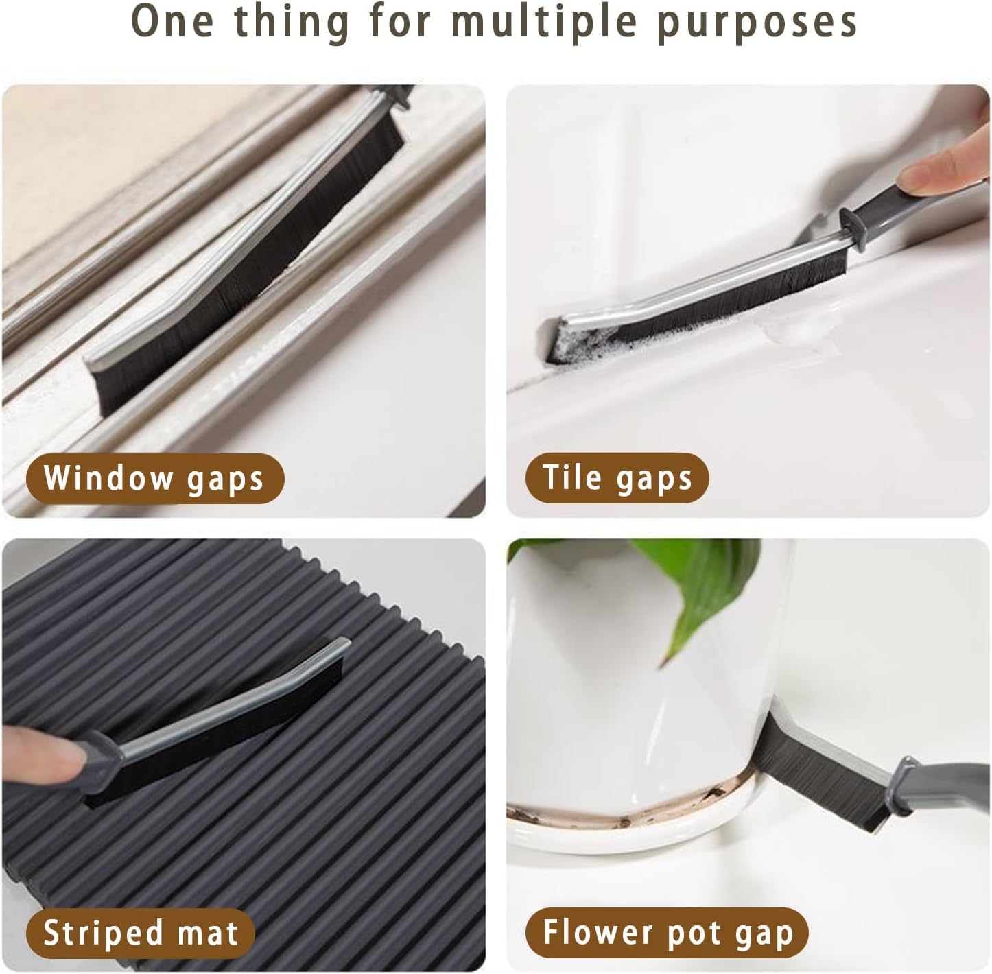 3-Piece Crevice Cleaning Brush Set - Heavy Duty Scrub Brushes with Hard Bristles for Deep Cleaning Bathroom Tiles, Toilets, Kitchen & Window Grooves - Perfect for Home, Apartment and RV Cleaning Tasks
