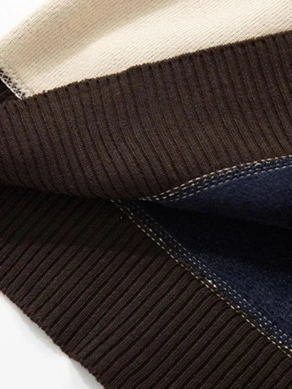 Men's Slim Fit Turtleneck V-Neck Sweater - Soft & Warm Knit Pullover for Casual Wear, Office & Winter Outfits