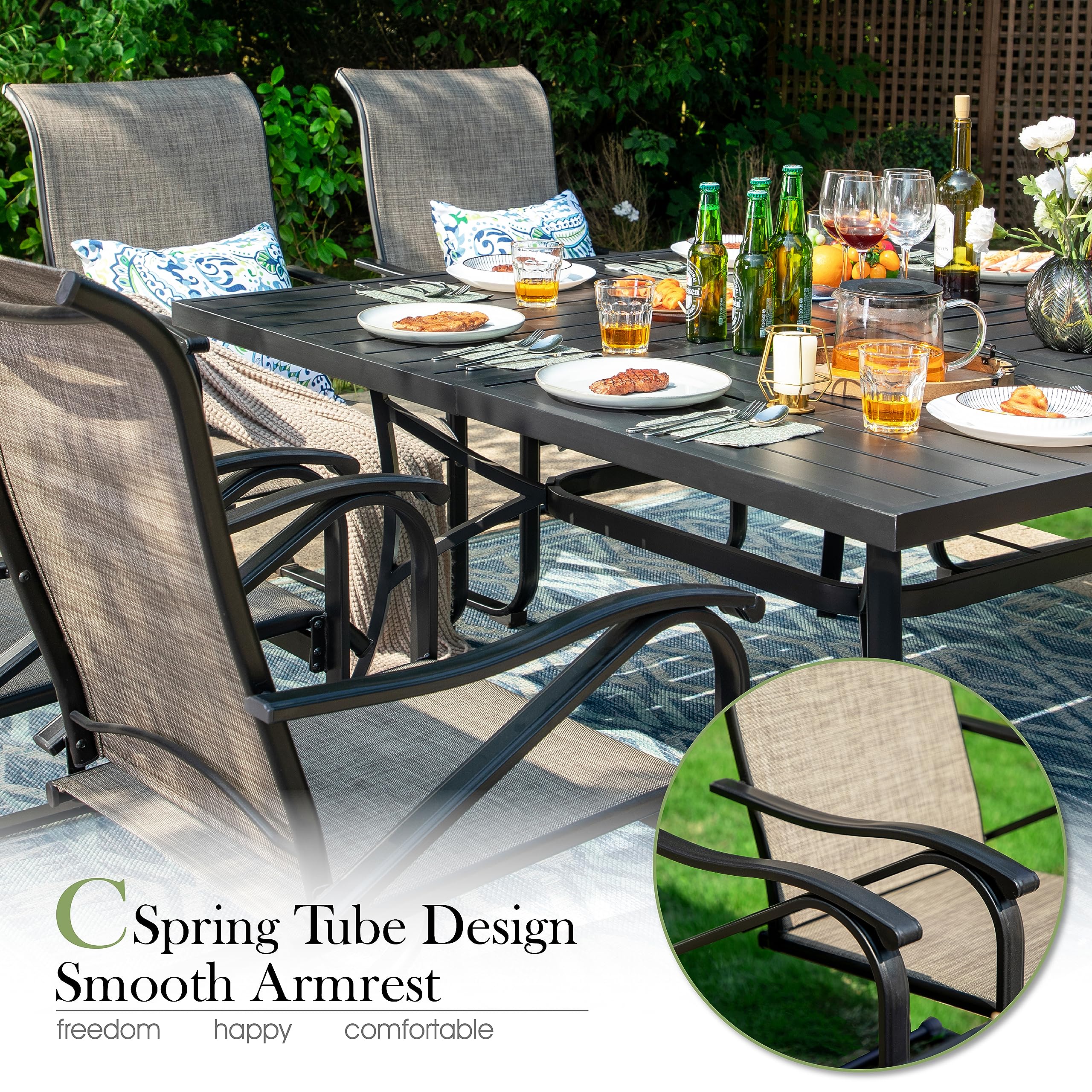Sophia & William 2-Piece Slingback Patio Chairs Set - Heavy Duty Outdoor Spring Motion Chairs with 300lbs Weight Capacity - Perfect for Garden, Backyard, Poolside & Patio Relaxation