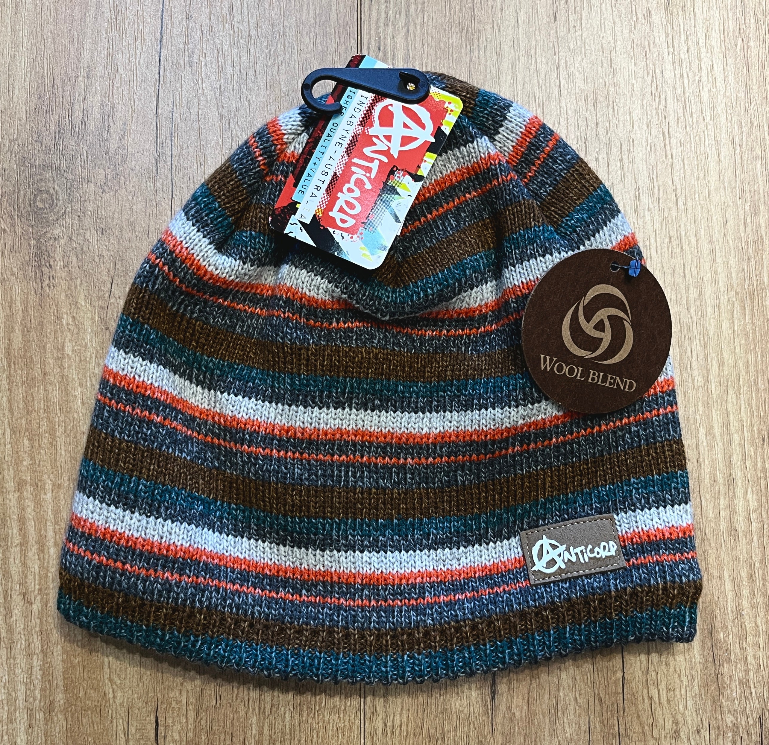 Anticorp Fleece Lined Striped Beanie Hat - Warm Winter Skull Cap for Men & Women - Perfect for Skiing, Snowboarding and Cold Weather Activities