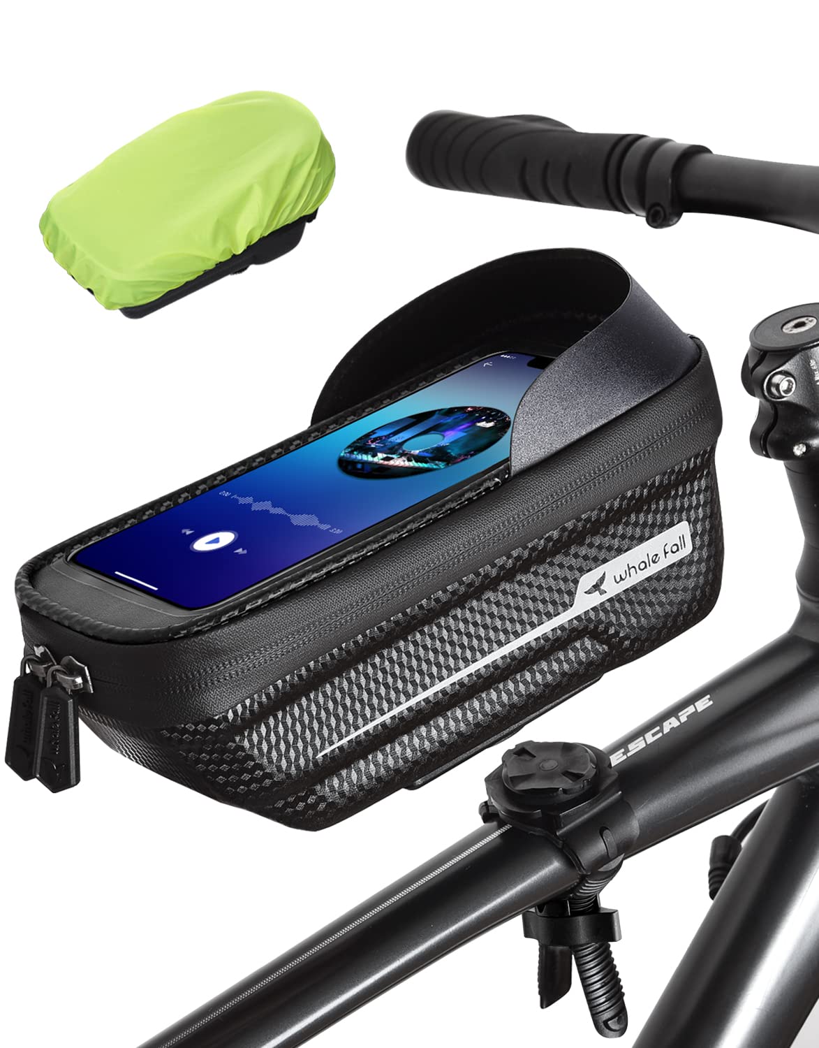 **Whale Fall Waterproof Bike Phone Mount - Durable 0.25mm TPU Phone Holder for Bicycles (Fits Phones up to 6.9