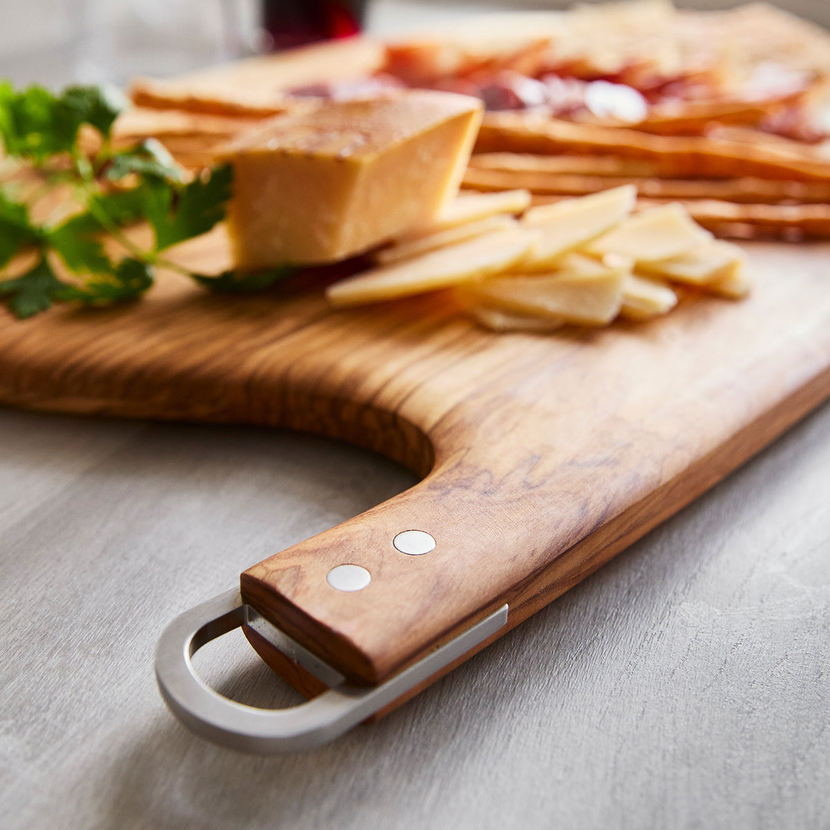 Stanley Tucci™ Premium Olivewood Cutting Board - 22.75 x 14 Inches - Durable Wooden Chopping Board for Kitchen - Perfect for Slicing, Dicing & Serving Cheese, Charcuterie & Bread