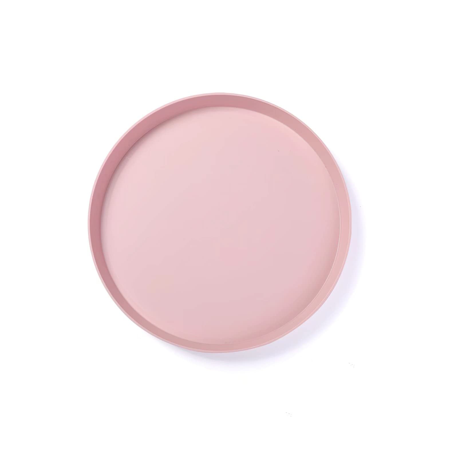 20 Pack Decorative Round Plastic Trays - Modern Vanity & Serving Tray Set for Coffee Table, Kitchen, Bathroom Organization - 11 Inch Pink Home Decor (Perfect for Jewelry Display, Party Serving, Makeup Storage)