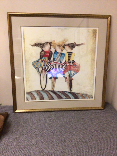 31 5/8 Inch Square Framed Children on Unicycles Wall Art Print - Perfect for Kids' Room Decor, Nursery, Playroom & Classroom