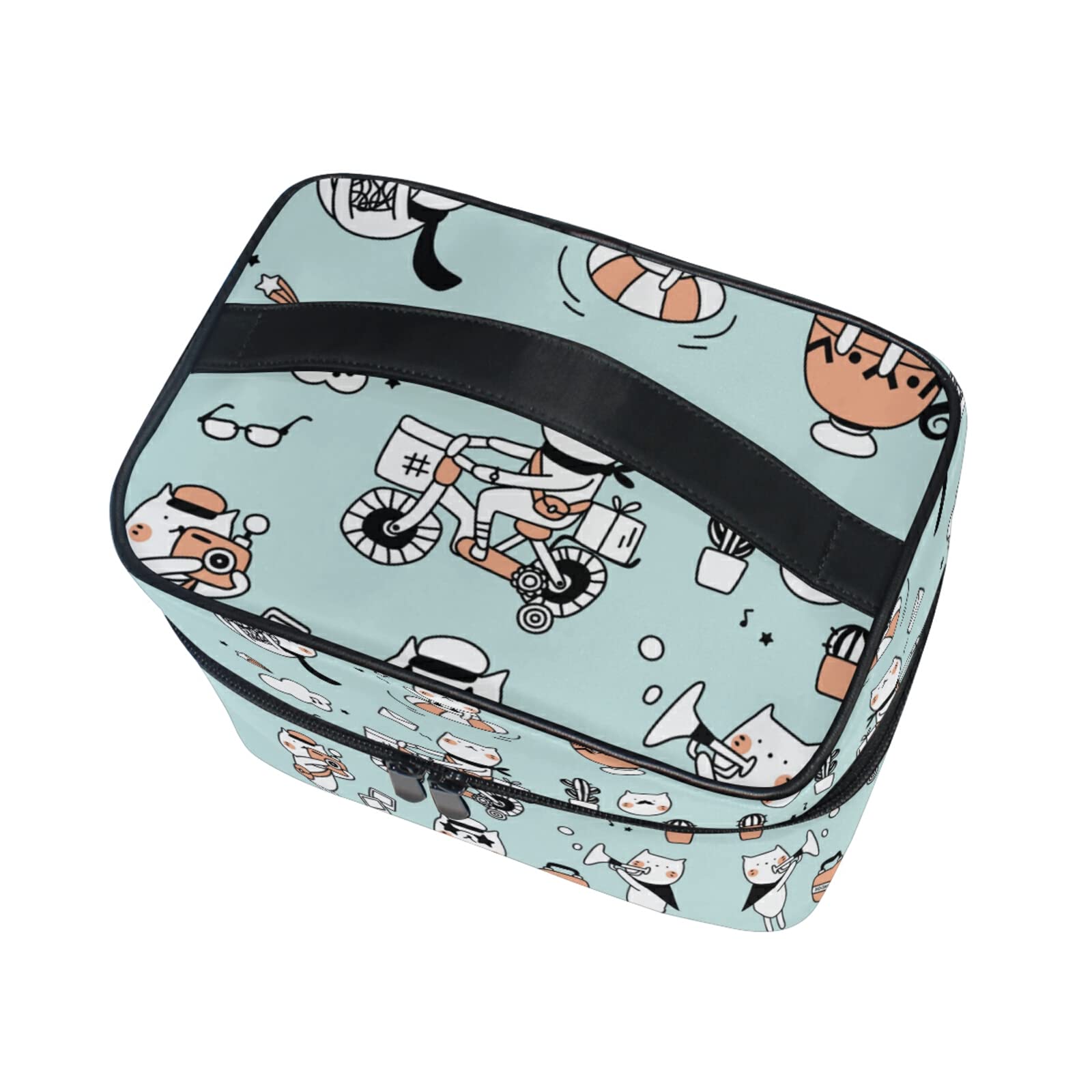 Cat Life Animal Print Cosmetic Bag Organizer - Cute Zippered Makeup Pouch & Toiletry Case for Women & Girls - Perfect for Travel, Gym, and Daily Essentials Storage