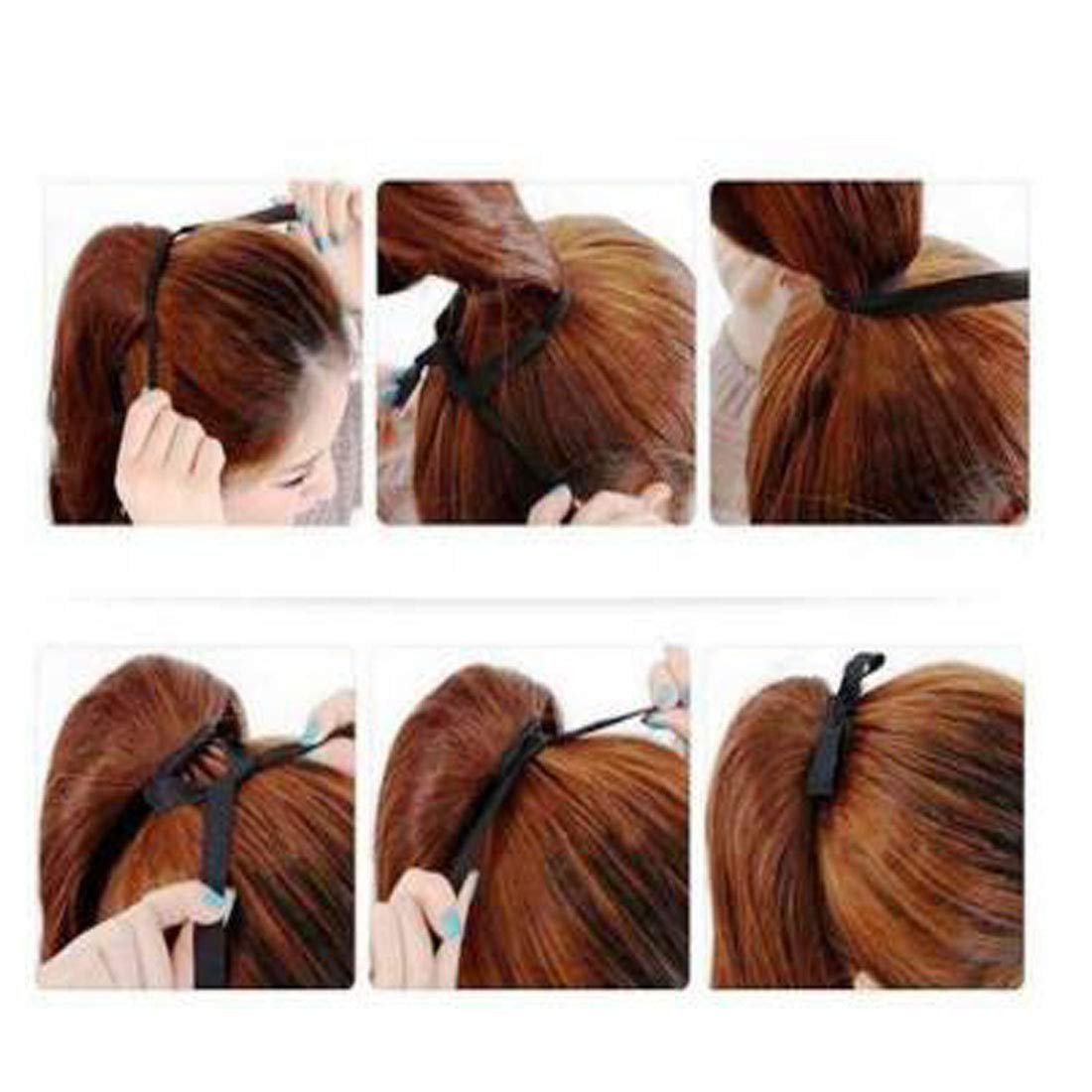 AROOMAN Black Ribbon Ponytail Hair Wig Extensions for Women & Girls - Natural Looking Synthetic Costume Wig for Parties, Cosplay & Halloween - Perfect for Daily Wear & Special Occasions