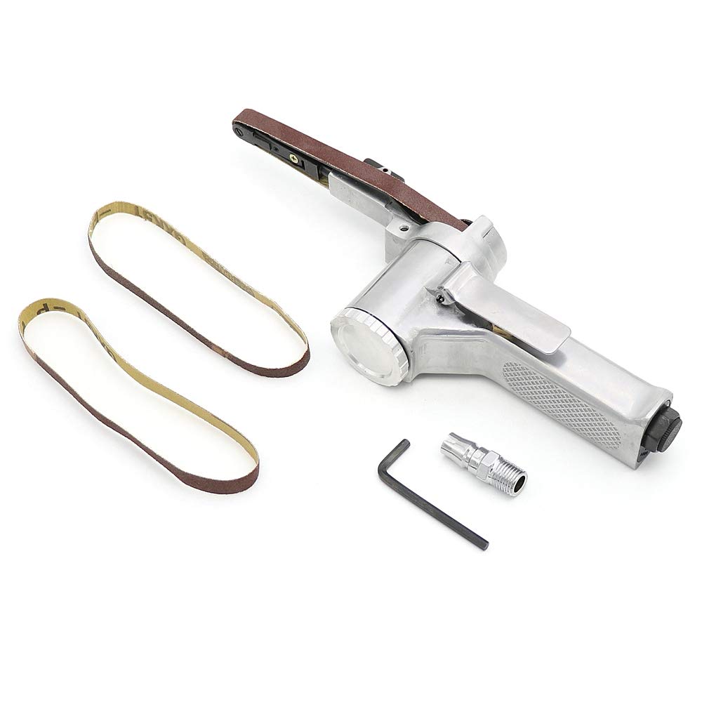 Steel Silver Air Belt Sander for Woodworking - Pneumatic Sanding Tool with Sanding Belt for Air Compressor | Perfect for Furniture Polishing & DIY Projects