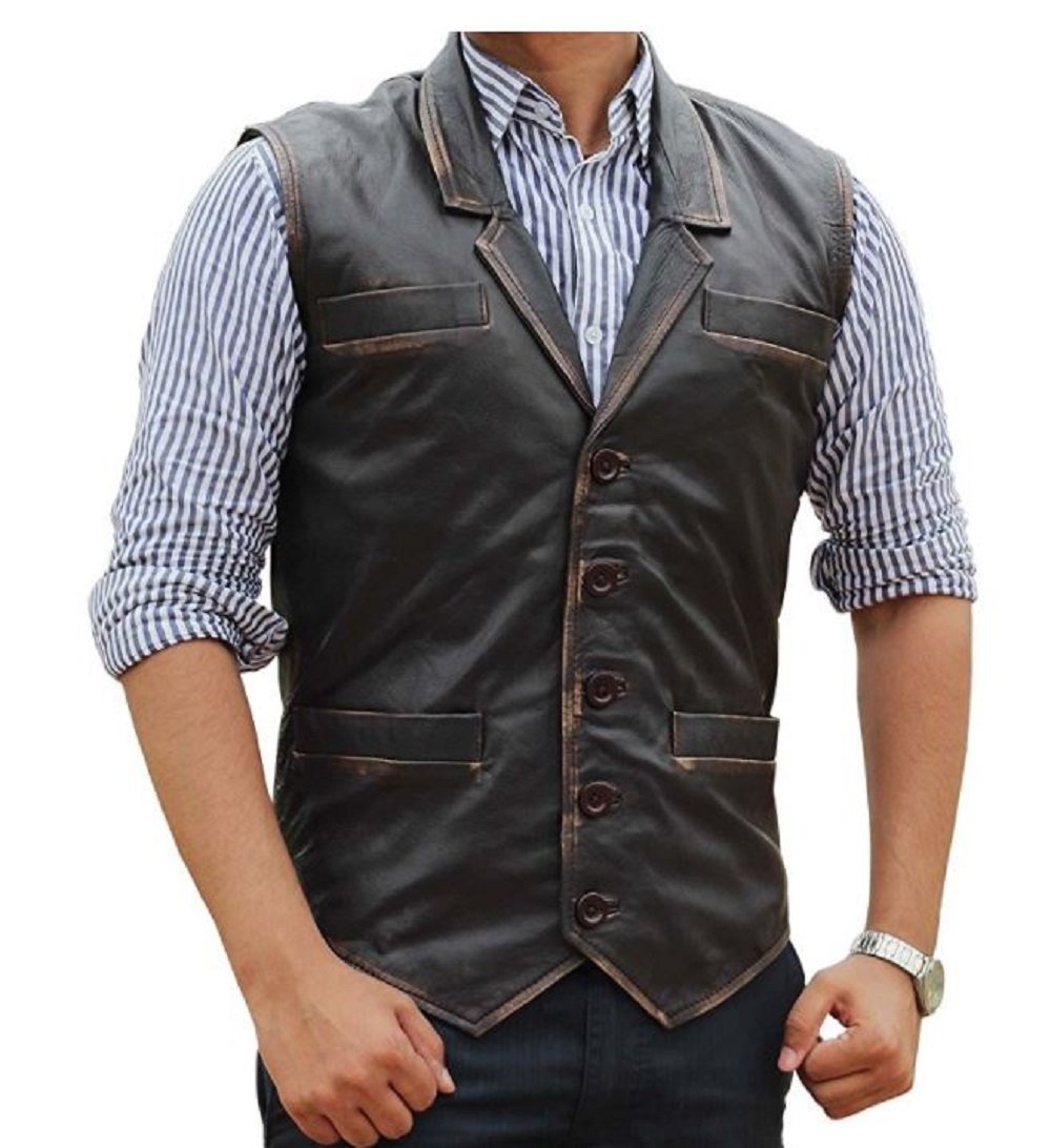 NB Genuine Leather Vest for Men - Premium Biker Jacket - Perfect for Motorcycle Riding, Outdoor Adventures & Casual Wear