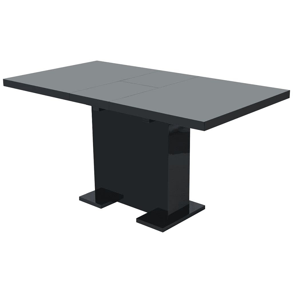 Modern Extendable Dining Table - High Gloss Black Finish | Multi-Functional Kitchen, Office, Living Room Table | Perfect for Small Spaces, Entertaining & Daily Use