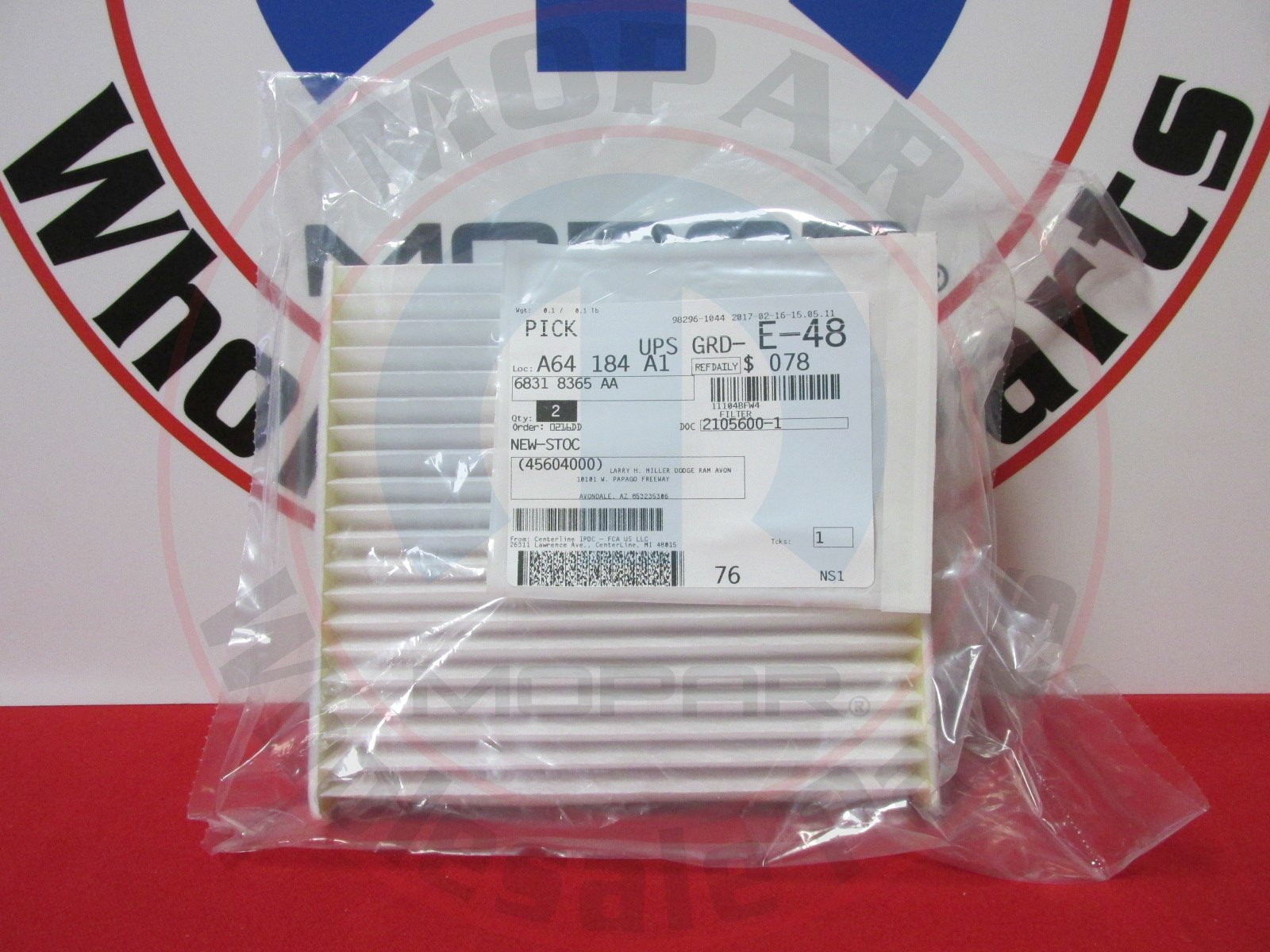 Mopar 68318365AA Cabin Air Filter - Premium Replacement for Cleaner Air Inside Your Car - Ideal for Daily Commutes & Long Road Trips
