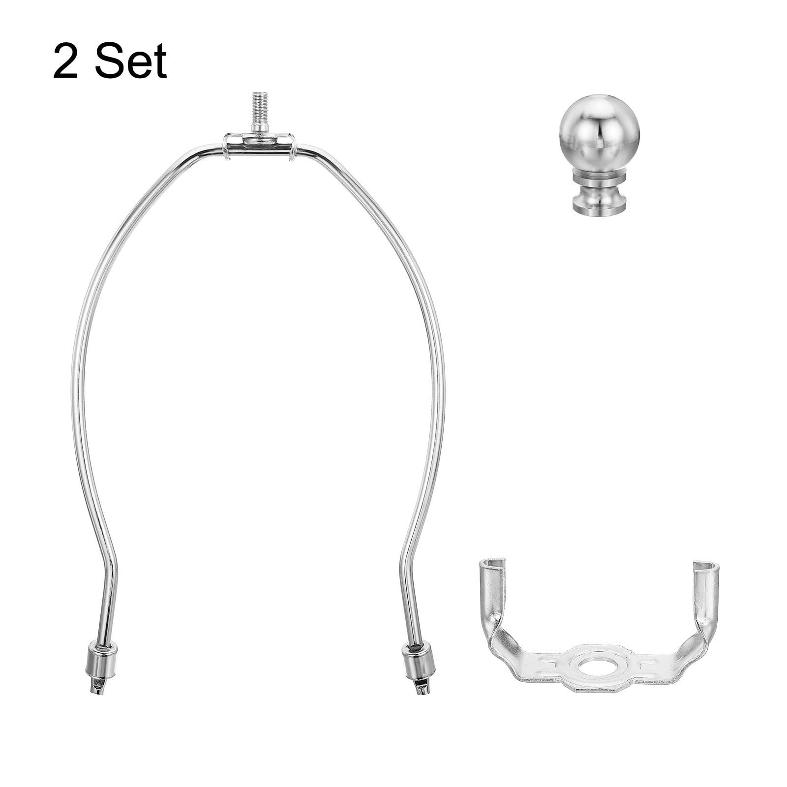 PATIKIL 8 Inch Lamp Harp Kit with Finial - 2 Pack Detachable Lamp Shade Bracket Holder, DIY Lighting Accessories for Table Lamps & Floor Lamps (Chrome) | Perfect for Home Decor, Living Room & Bedroom Lighting