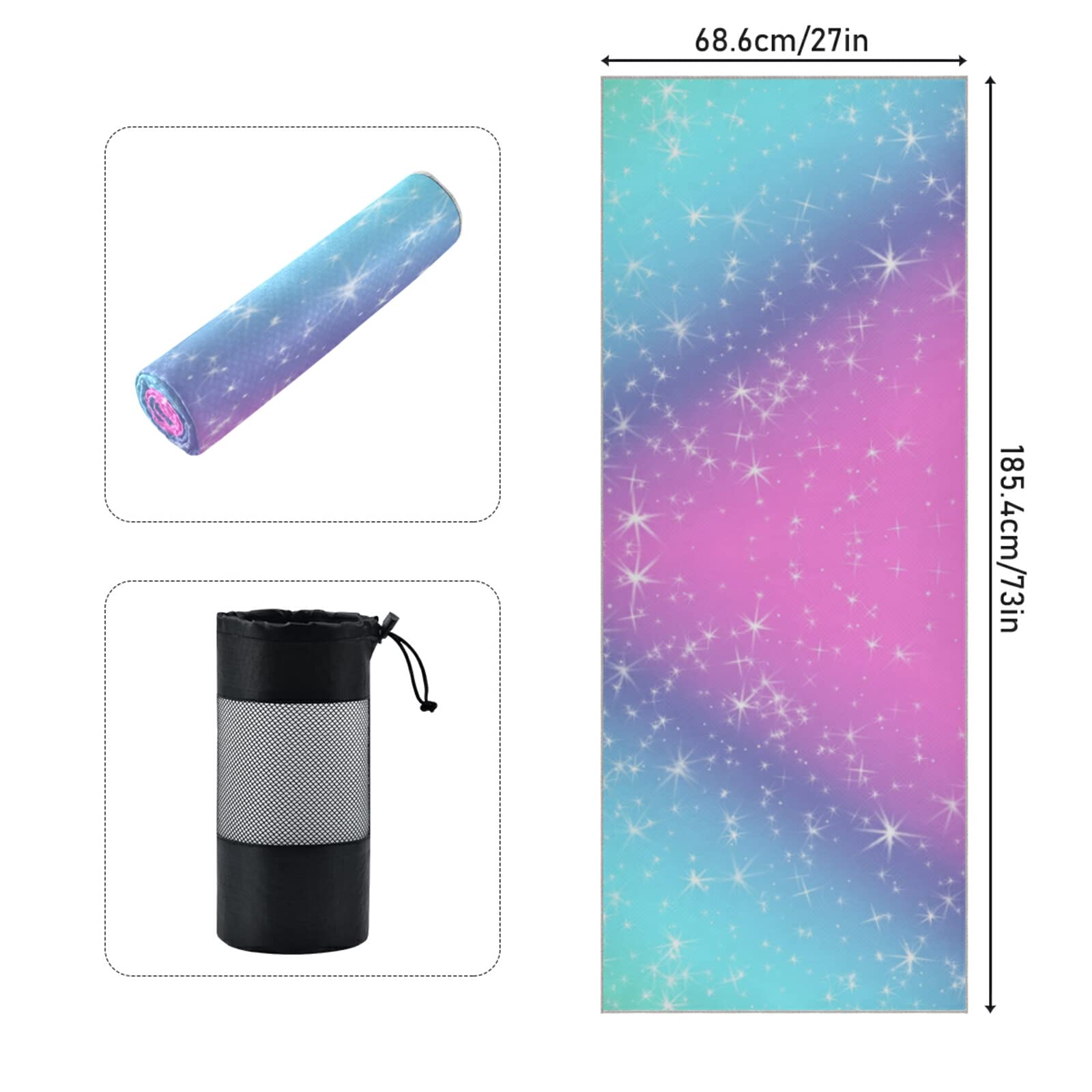 Non-Slip Yoga Mat Towel - Super Soft & Sweat Absorbent Workout Towel for Pilates, Fitness & Exercise | Foldable & Durable with Carry Bag | Perfect for Hot Yoga, Gym & Home Workouts