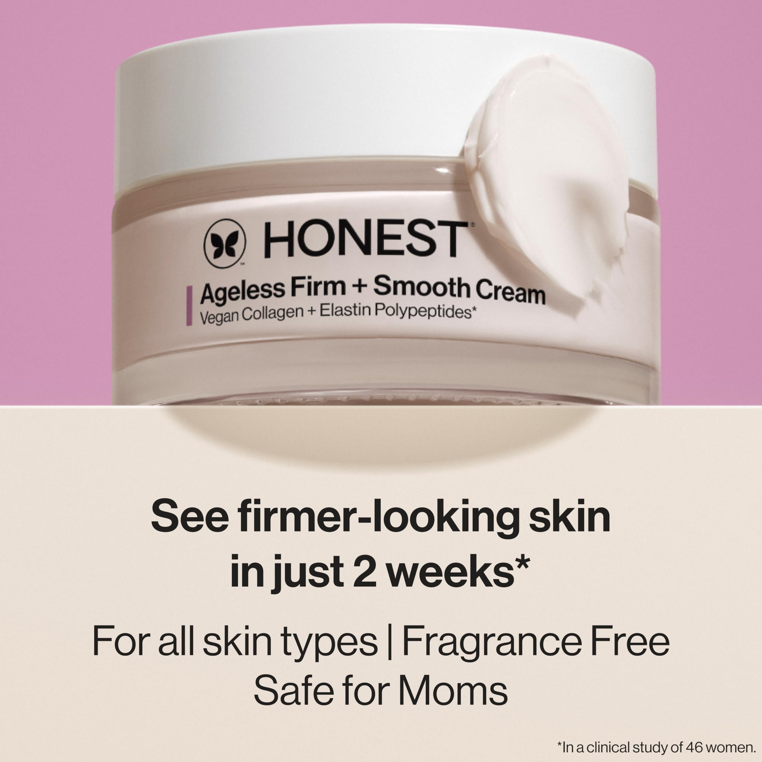 **Honest Beauty Ageless Firm and Smooth Cream – Vegan Collagen & Elastin Polypeptides for Firmer, Smoother Skin | Fragrance-Free, EWG Verified, Vegan, Cruelty-Free | 1.7 fl oz | Perfect for Daily Anti-Aging Skincare Routine**
