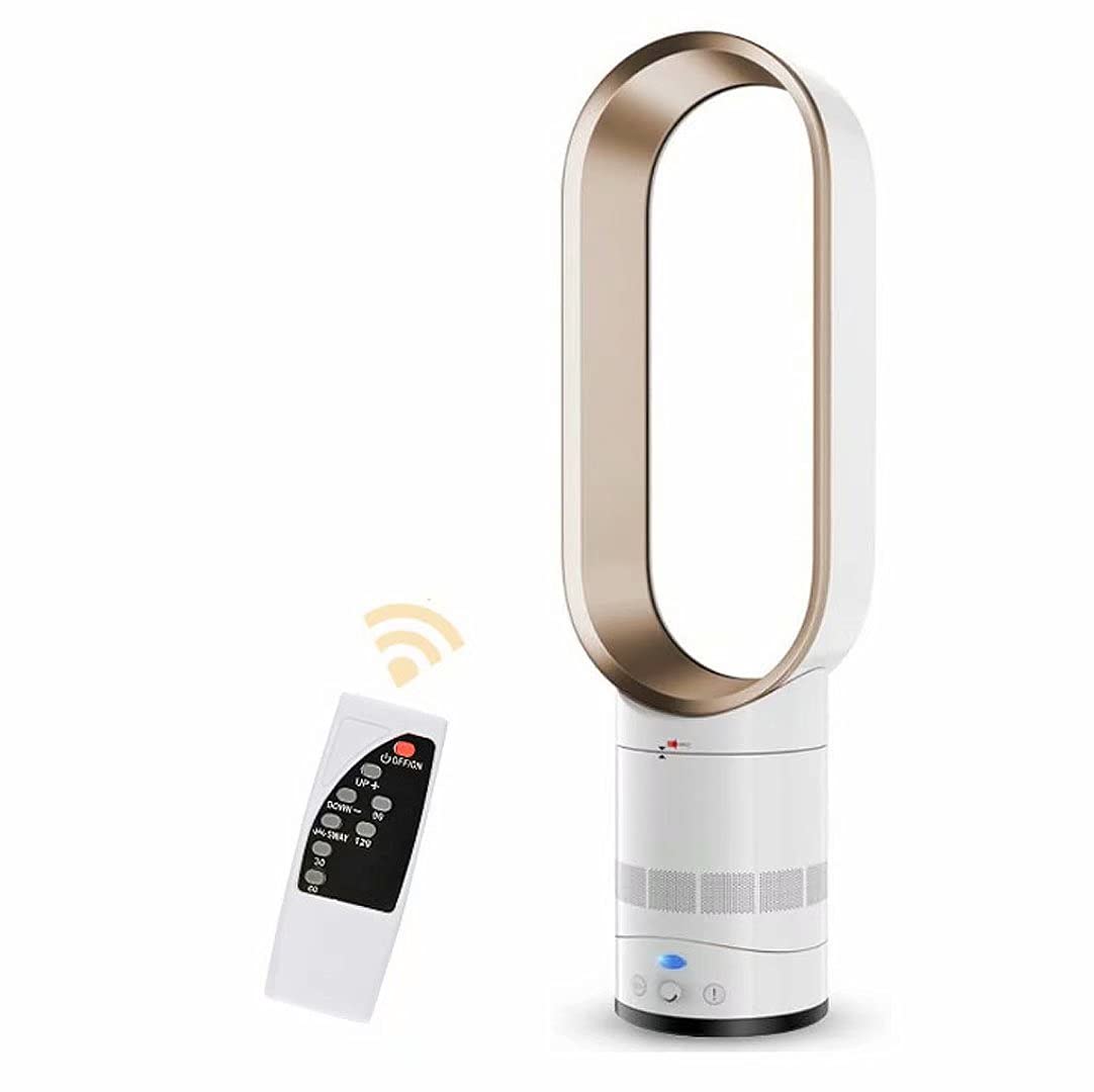 16 Inch Bladeless Tower Fan with Remote Control - Ultra Quiet, Energy Efficient Air Circulator for Home, Office & Bedroom - 90° Oscillation, Easy to Use (Gold) | Perfect for Cooling, Air Purification & Summer Comfort